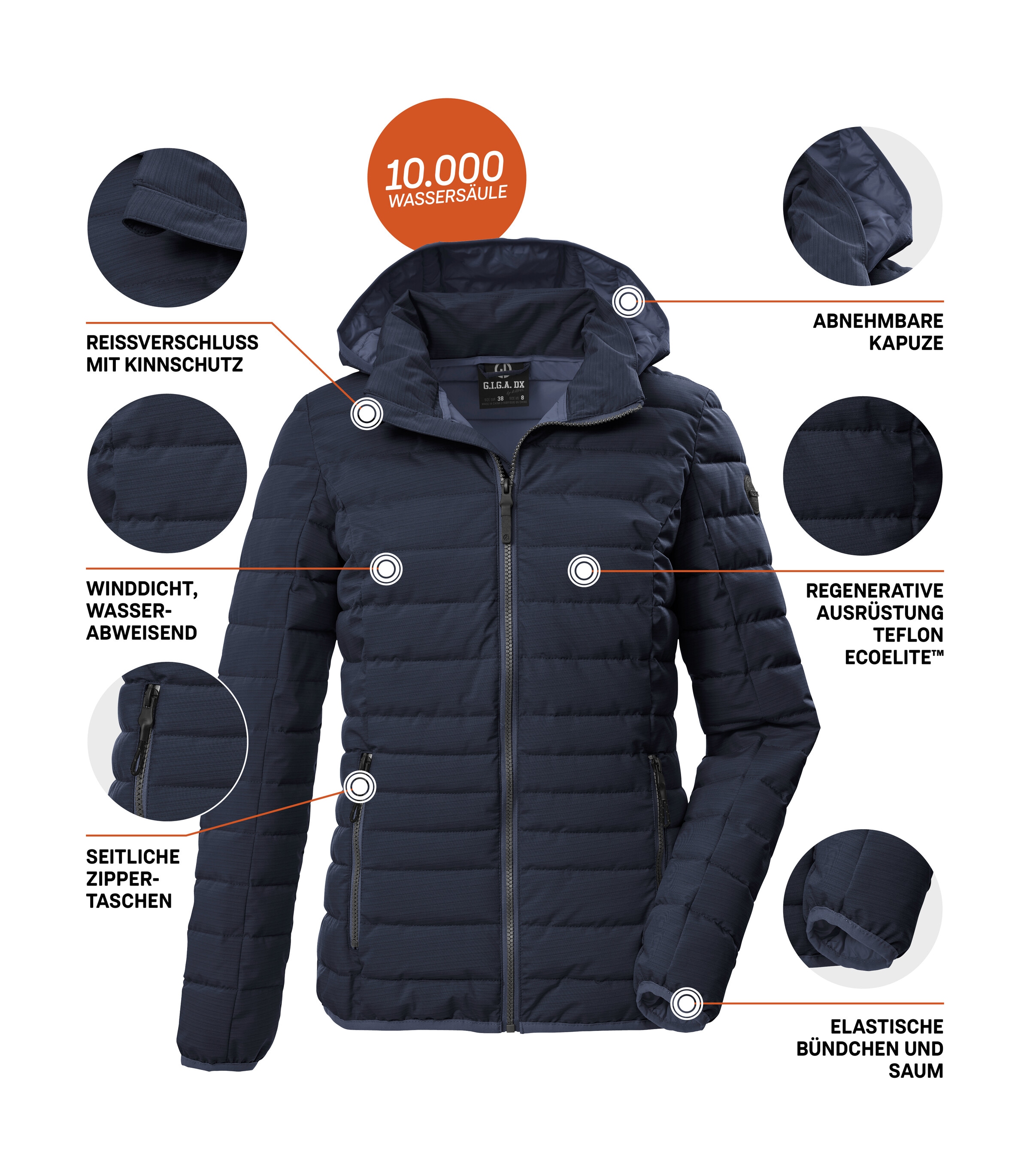 G.I.G.A. DX by killtec Steppjacke »GS 110 WMN QLTD JCKT« Wasserabweisend, winddicht, atmungsaktiv, abnehmbare Kapuze