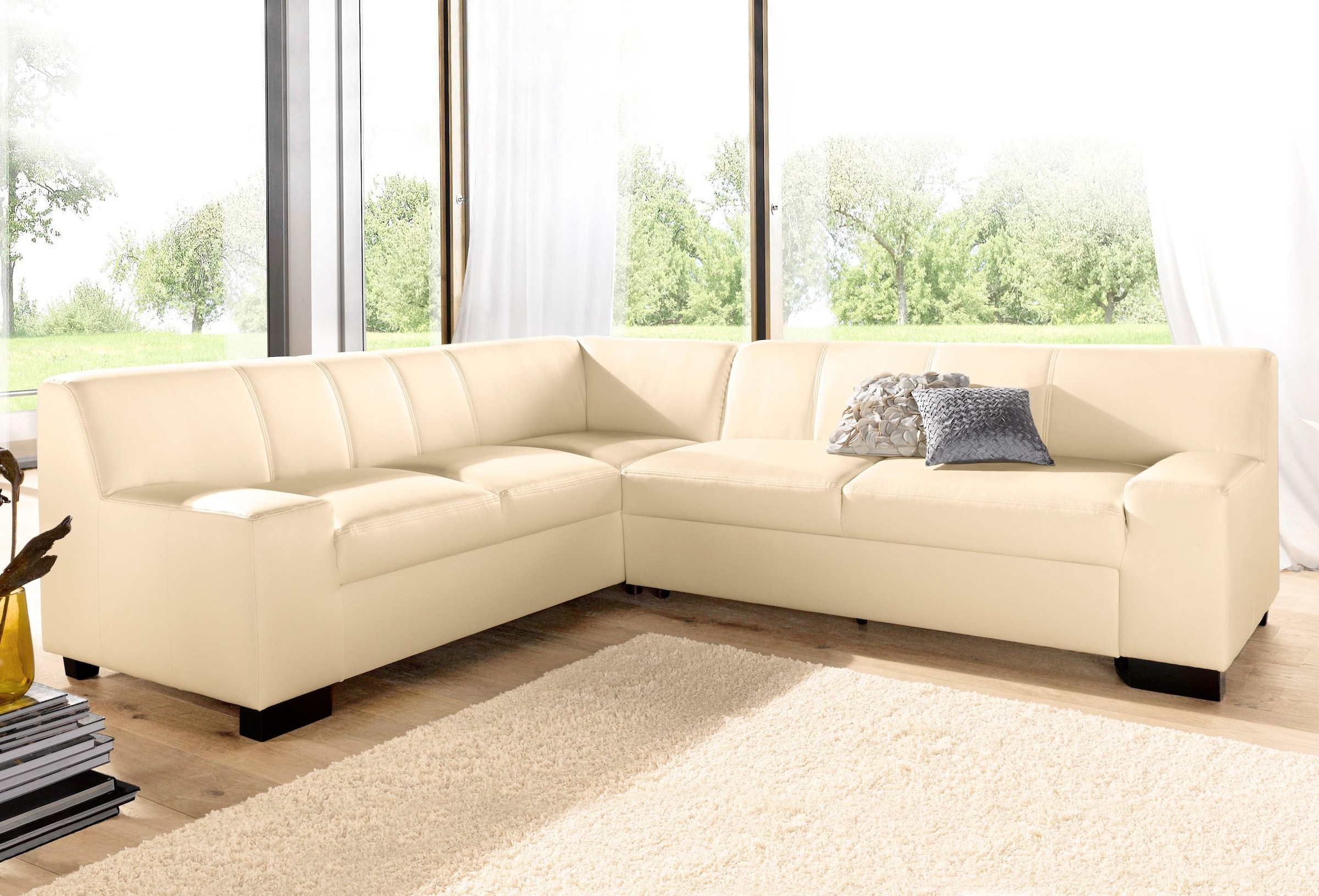 DOMO collection Ecksofa »Norma, moderne Armlehnen, zeitlos und elegant, L-Form«, wahlweise mit Bettfunktion