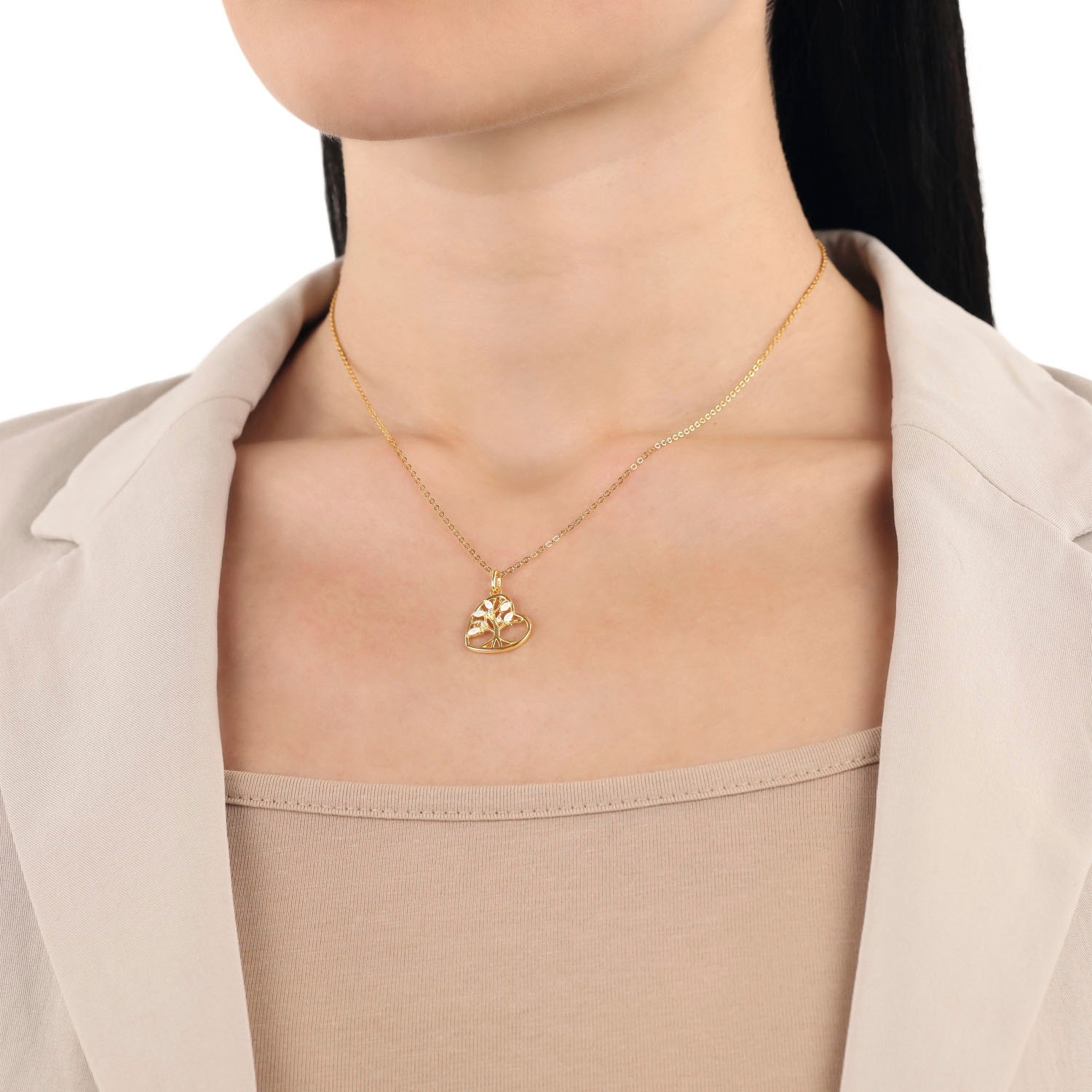 Amor Kette mit Anhänger »Lebensbaum« mit Zrikonia (synth.)