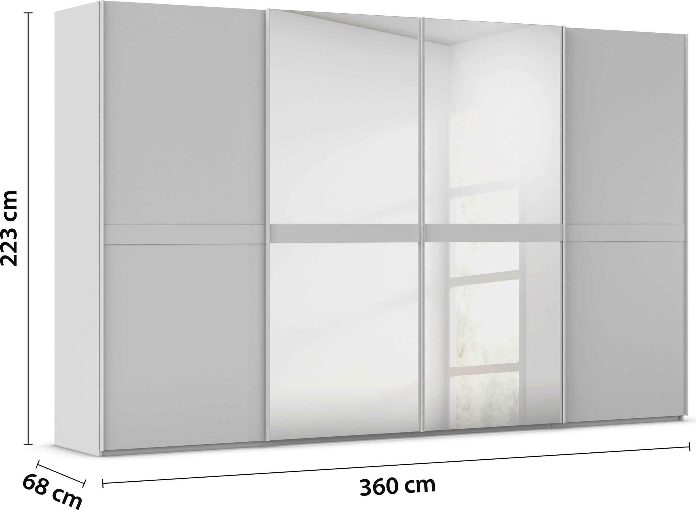 rauch Schwebetürenschrank »Kleiderschrank Schrank Garderobe Schlafzimmerschrank SCALE-LINE«, edle Optik mit Bauchbinde in Korpusfarbe mit Spiegel MADE IN GERMANY