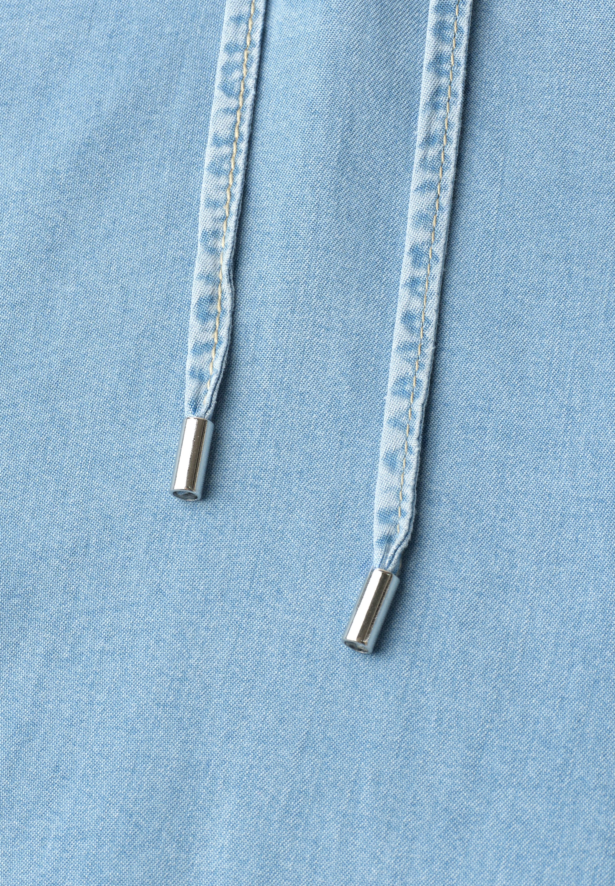 STREET ONE Schlupfbluse 3/4-Arm Bluse mit Split Neck im Denim-Look