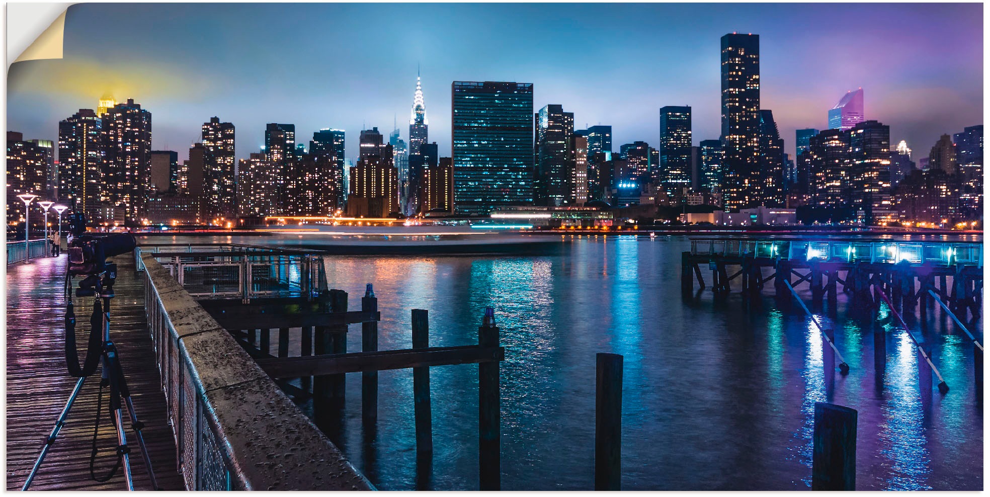 Artland Wandbild »New York Manhattan im Abendlicht«, Amerika, (1 St.), in vielen Größen & Produktarten -Leinwandbild, Poster, Wandaufkleber / Wandtattoo auch für Badezimmer geeignet