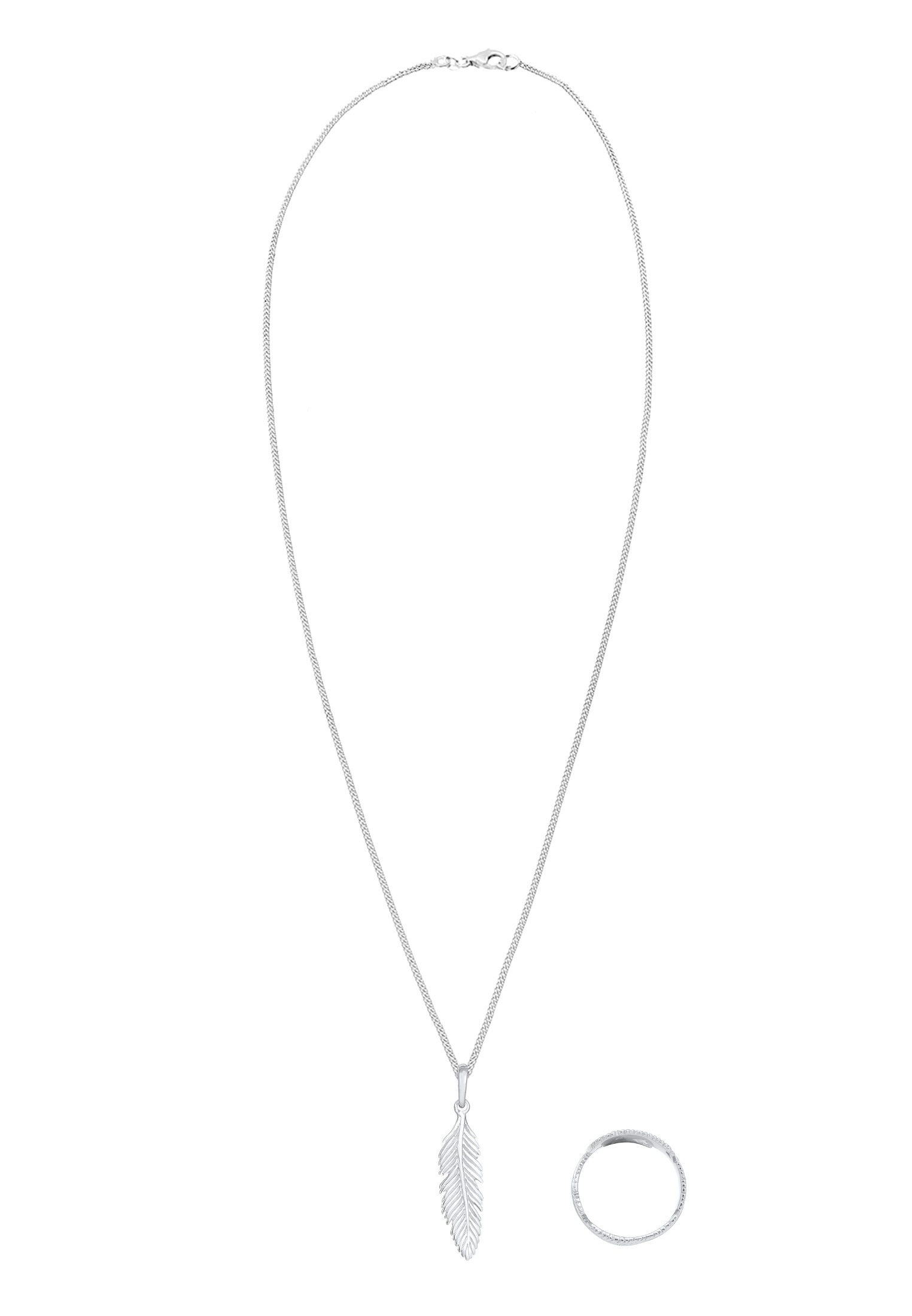 Elli Ohrring und Ketten Set »Schmuckset Feder Boho Festival 925 Silber«