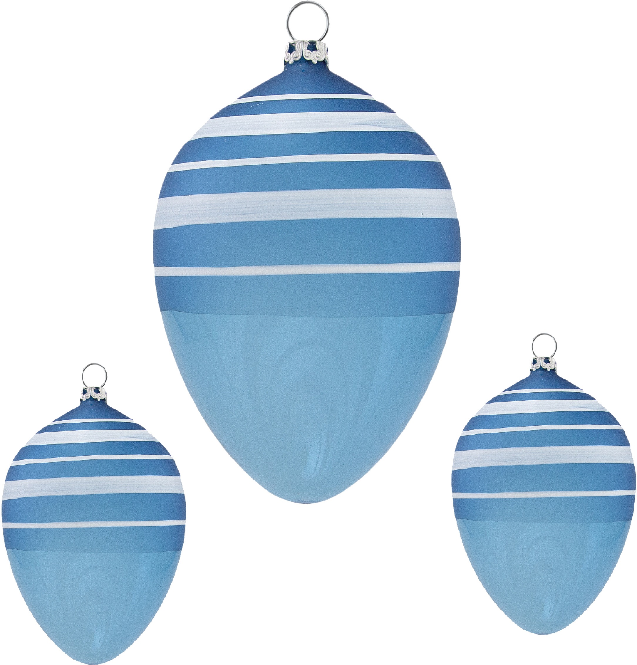 Thüringer Glasdesign Osterei »Ringel«, (Set, 3 St.), mundgeblasen, handdekoriert
