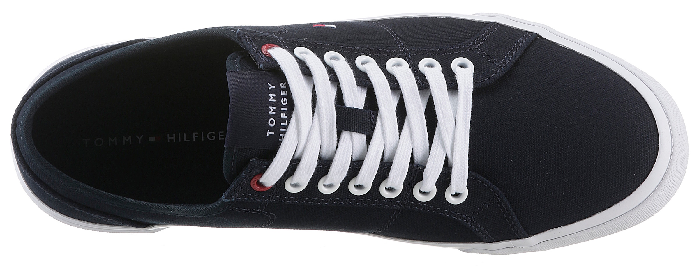 Tommy Hilfiger Sneaker »CORE CORPORATE VULC CANVAS«, mit Streifen im Plateau, Freizeitschuh, Halbschuh, Schnürschuh