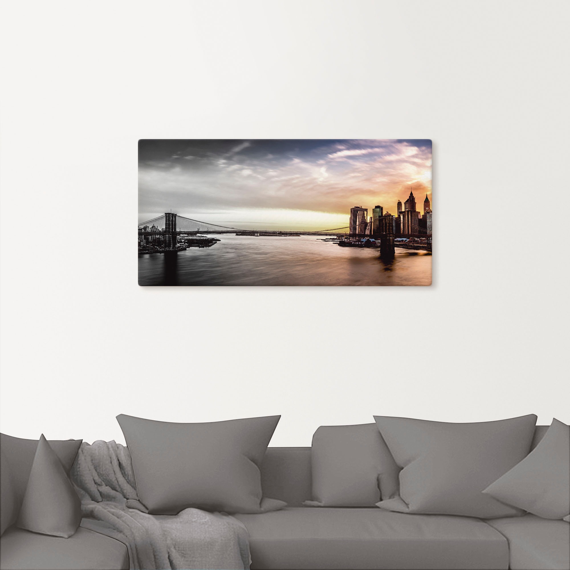 Artland Leinwandbild »Brooklyn Bridge Panorama« Amerika 1 Stk. tlg. auf Holzrahmen gespannt