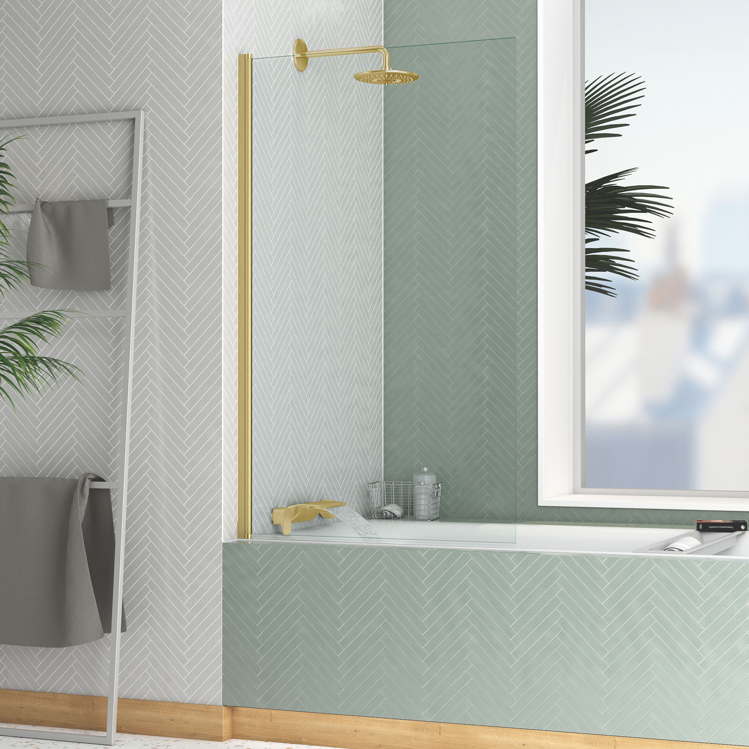 Marwell Badewannenfaltwand »Golden Touch« für Badewanne, hochwertige Aluminiumrahmen in gebürsteter Goldoptik