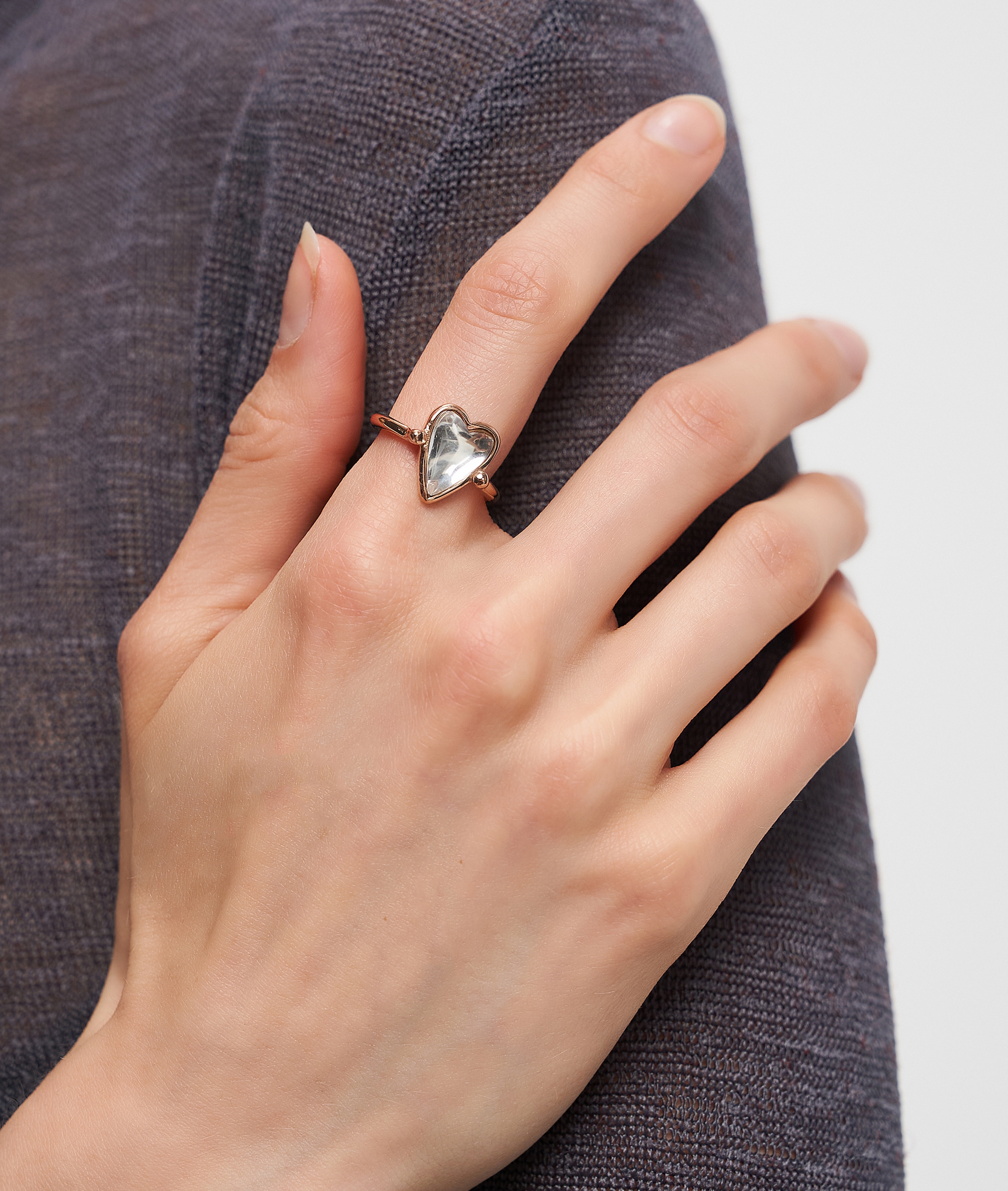 Liebeskind Berlin Fingerring »Schmuck Geschenk Glass Heart Ring« mit Glasstein