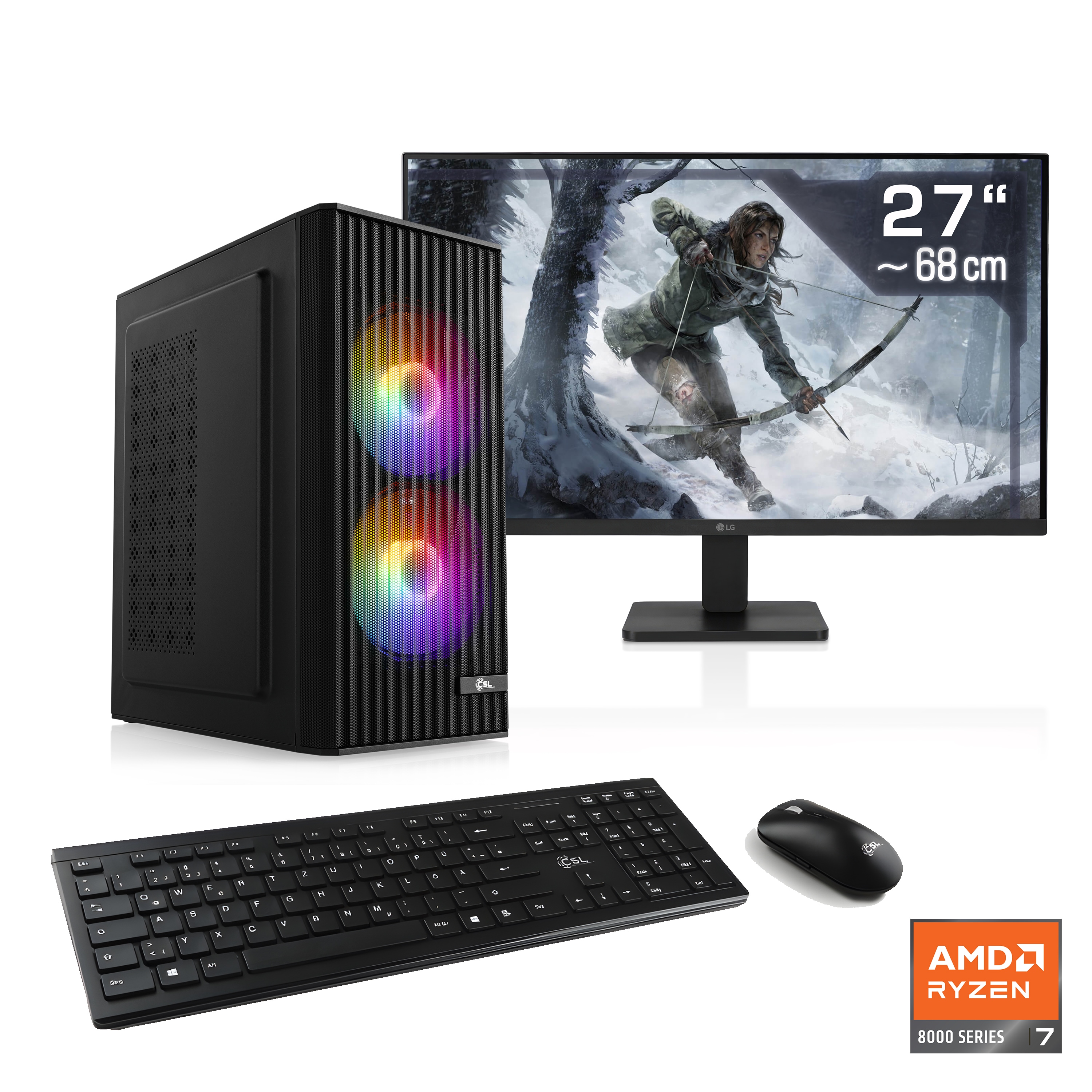 Csl PC-Komplettsystem »Spectrum V25238« 27 ′′ AMD Ryzen 7 GeForce RTX 3050 32 GB RAM 1.000 GB SSD in schwarz