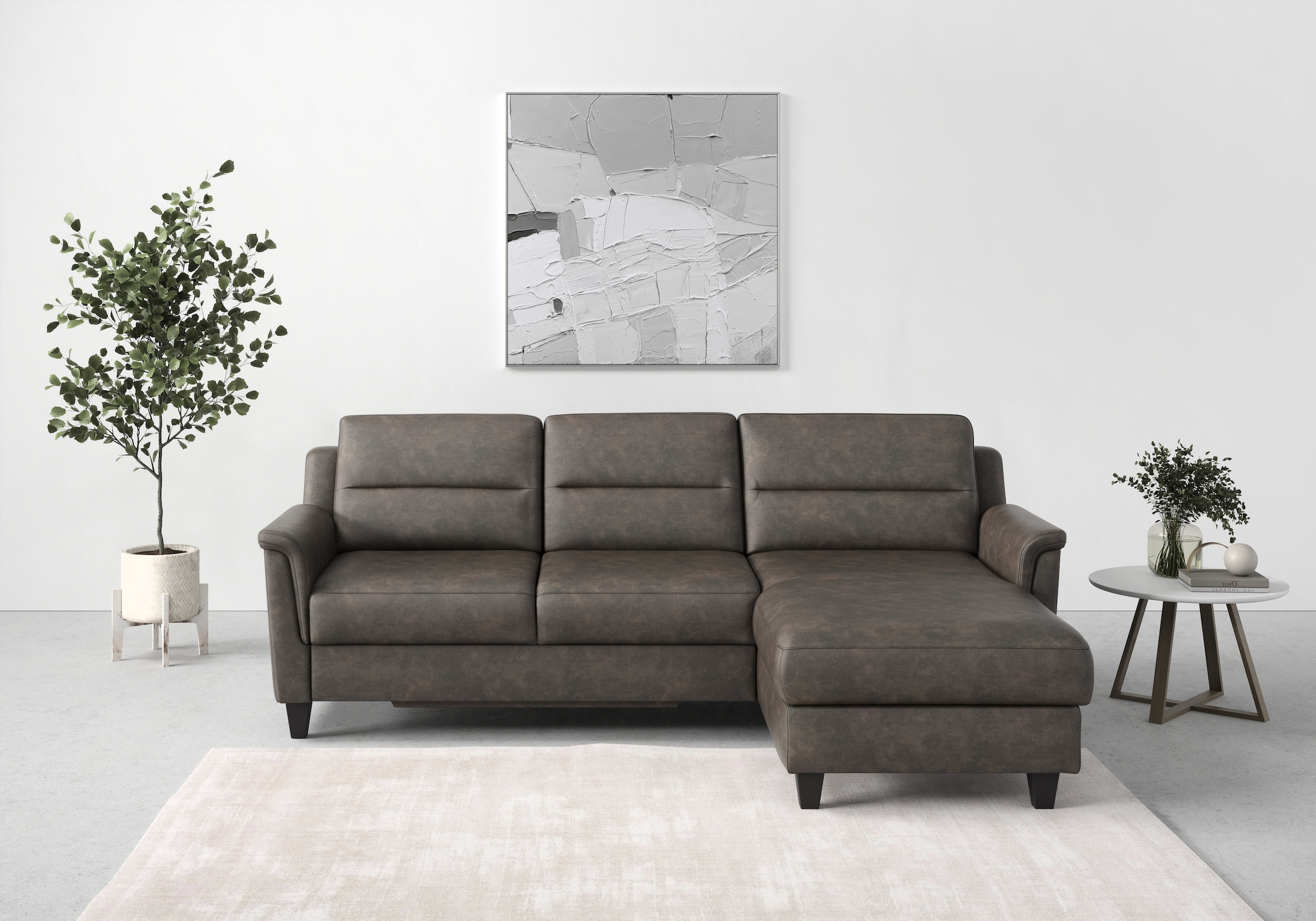 sit&more Ecksofa »Farö L-Form« inklusive Federkern, wahlweise mit Bettfunktion und Bettkasten