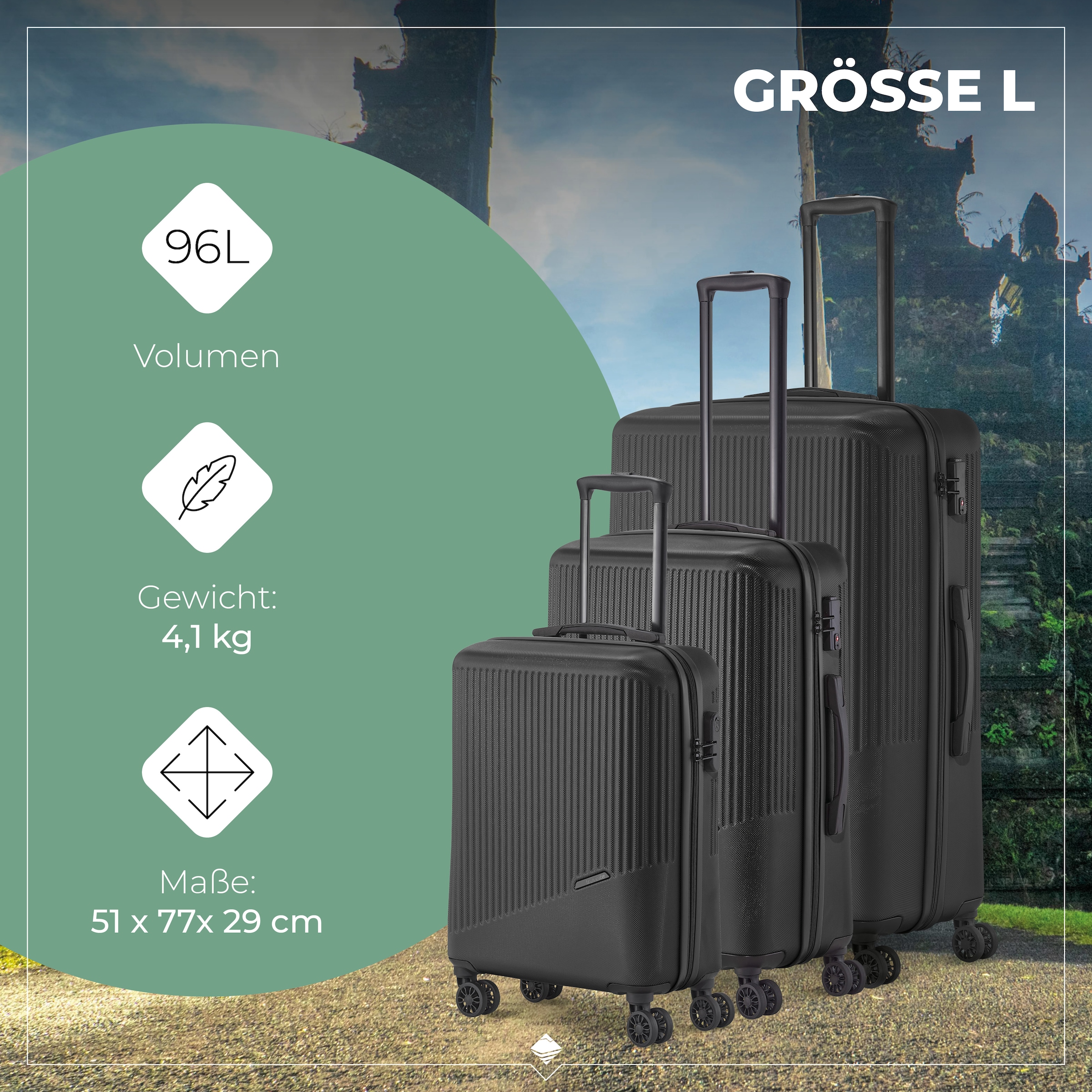 travelite Trolleyset »BALI 3-teilig Hartschale« TSA-Schloss – robustes Reisegepäck