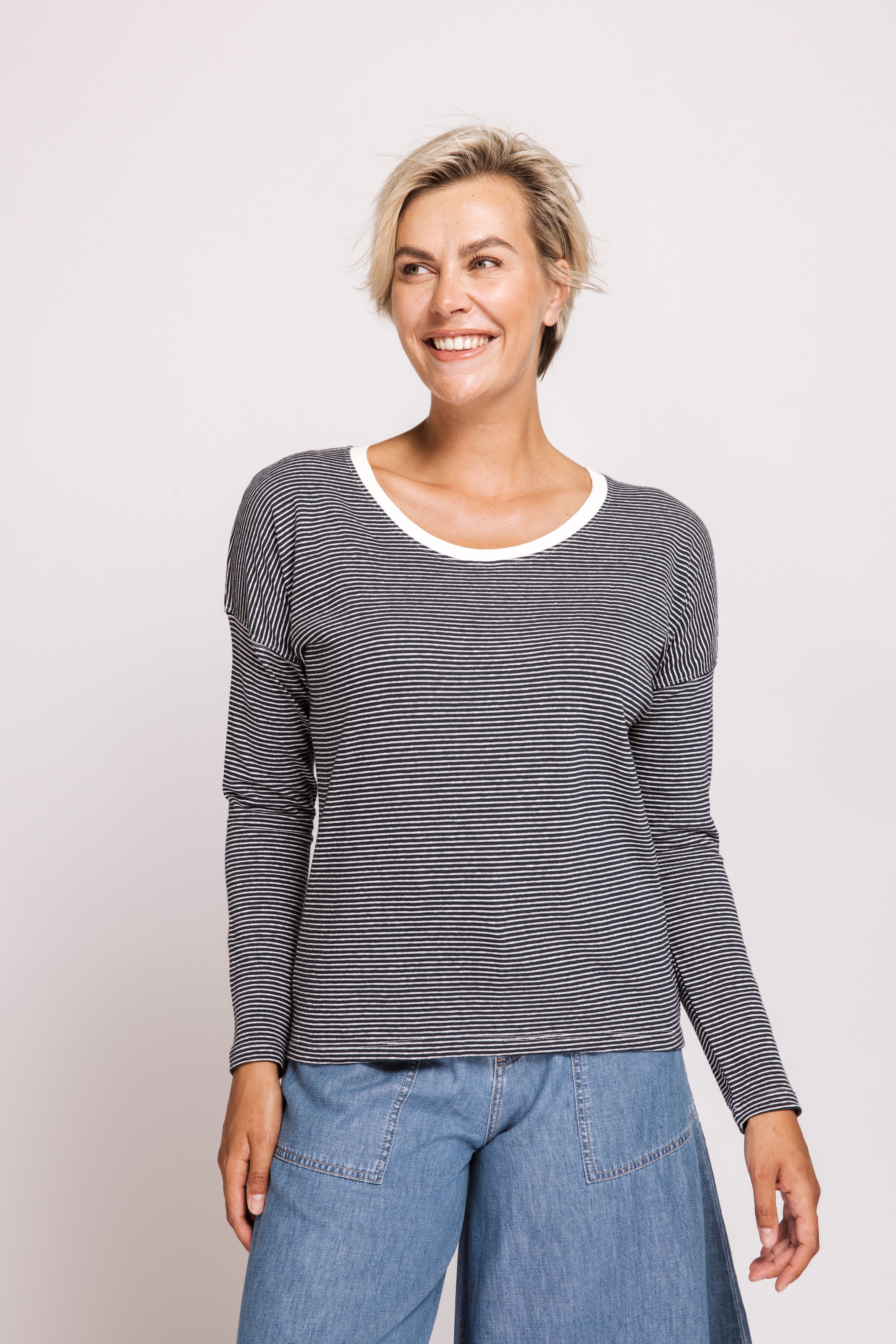 Zhrill Langarmshirt »ZHRAHEL LS« aus Leinen und in Ringel-Optik