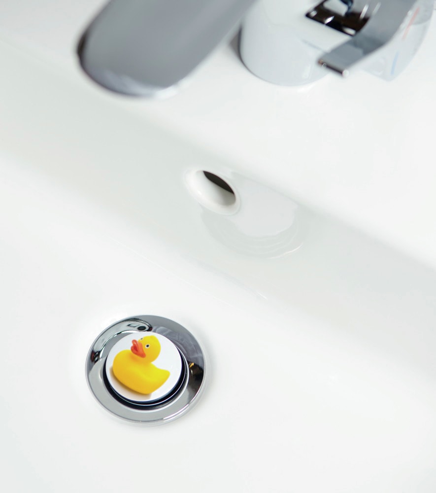 Sanilo Badaccessoire-Set »Ente«, (Komplett-Set, 3 tlg.), bestehend aus WC-Sitz, Badteppich und Waschbeckenstöpsel