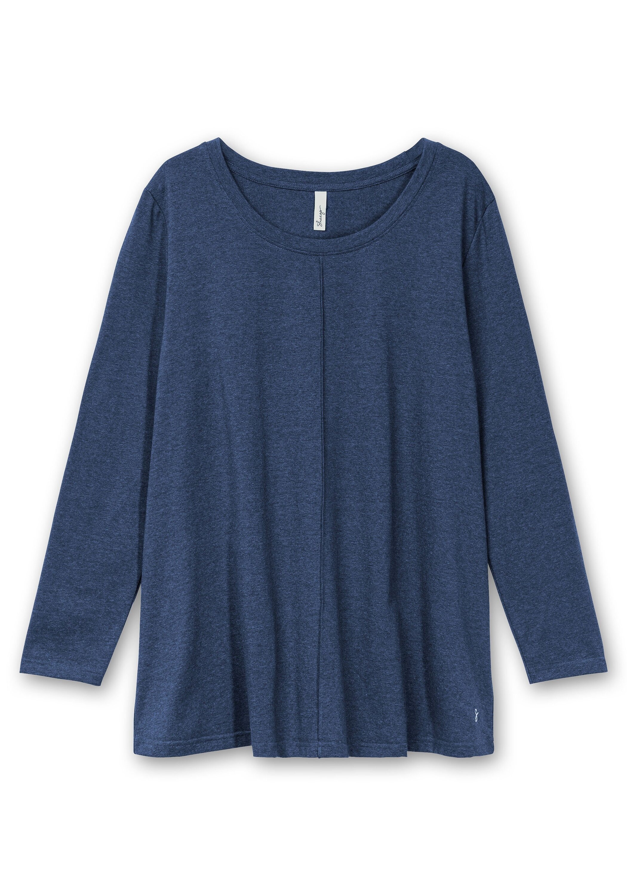Sheego Langarmshirt »Fein meliertes Langarmshirt in A-Linie, mit Rundhals«