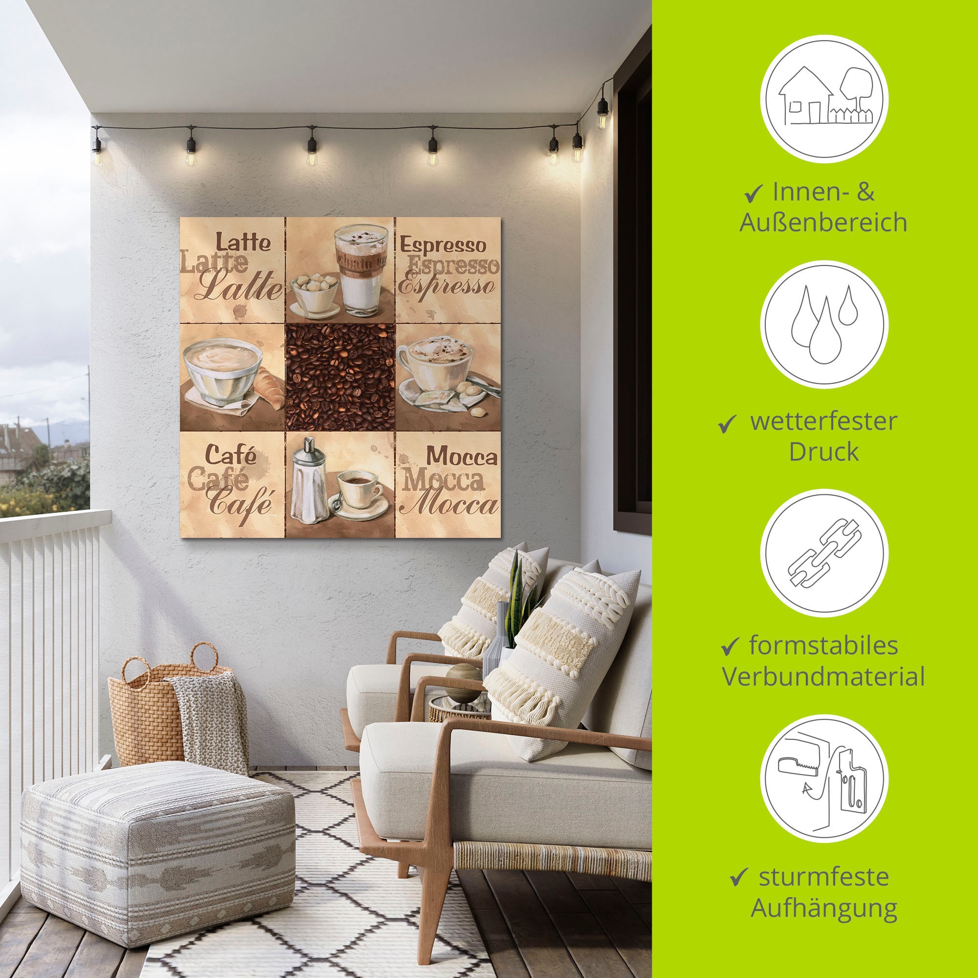 Artland Wandbild »Kaffee Collage II«, Getränke, (1 St.), als Alubild, Outdoorbild, Leinwandbild, Wandaufkleber, versch. Größen