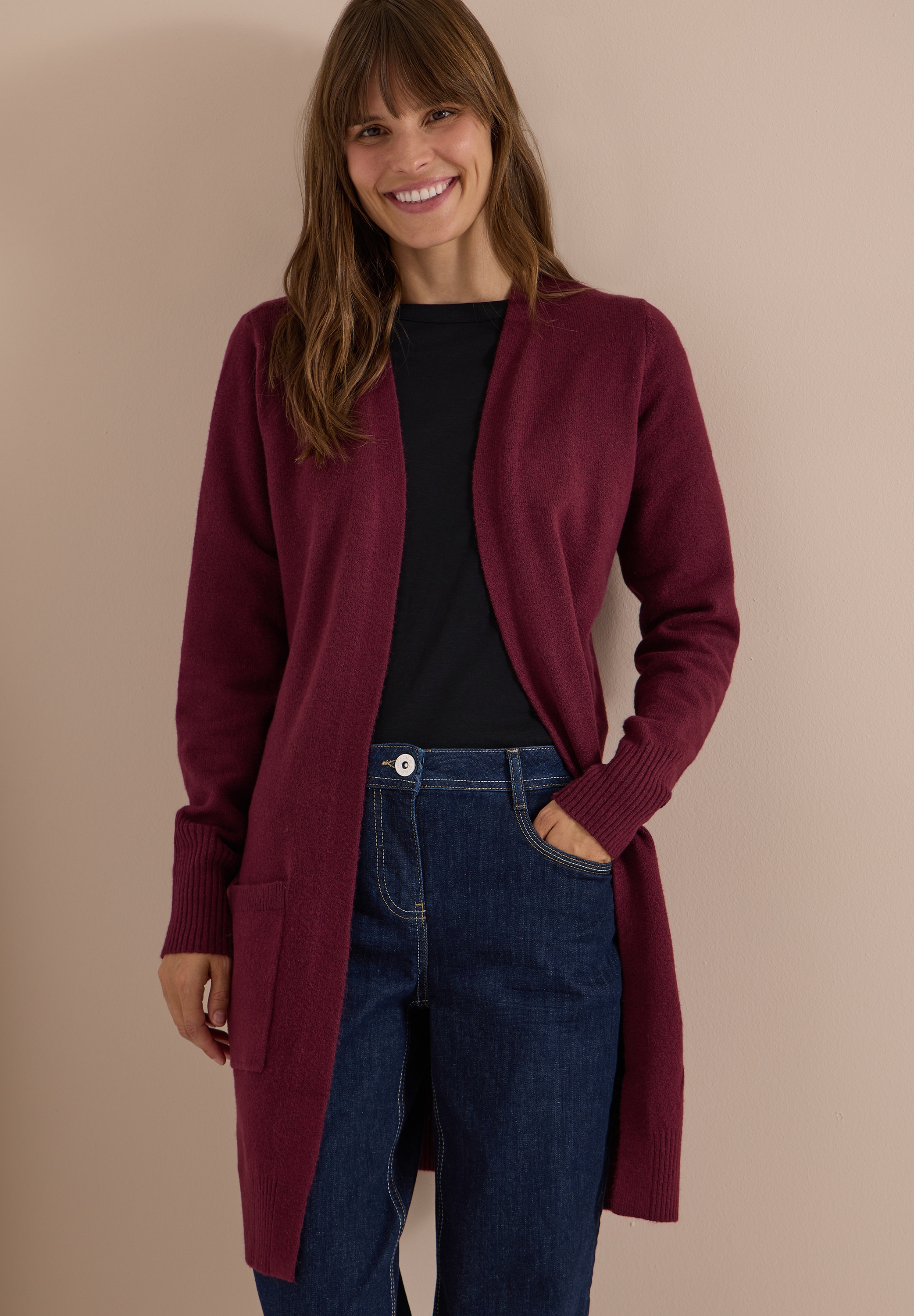 Cecil Longstrickjacke Langer Cardigan in offener Passform