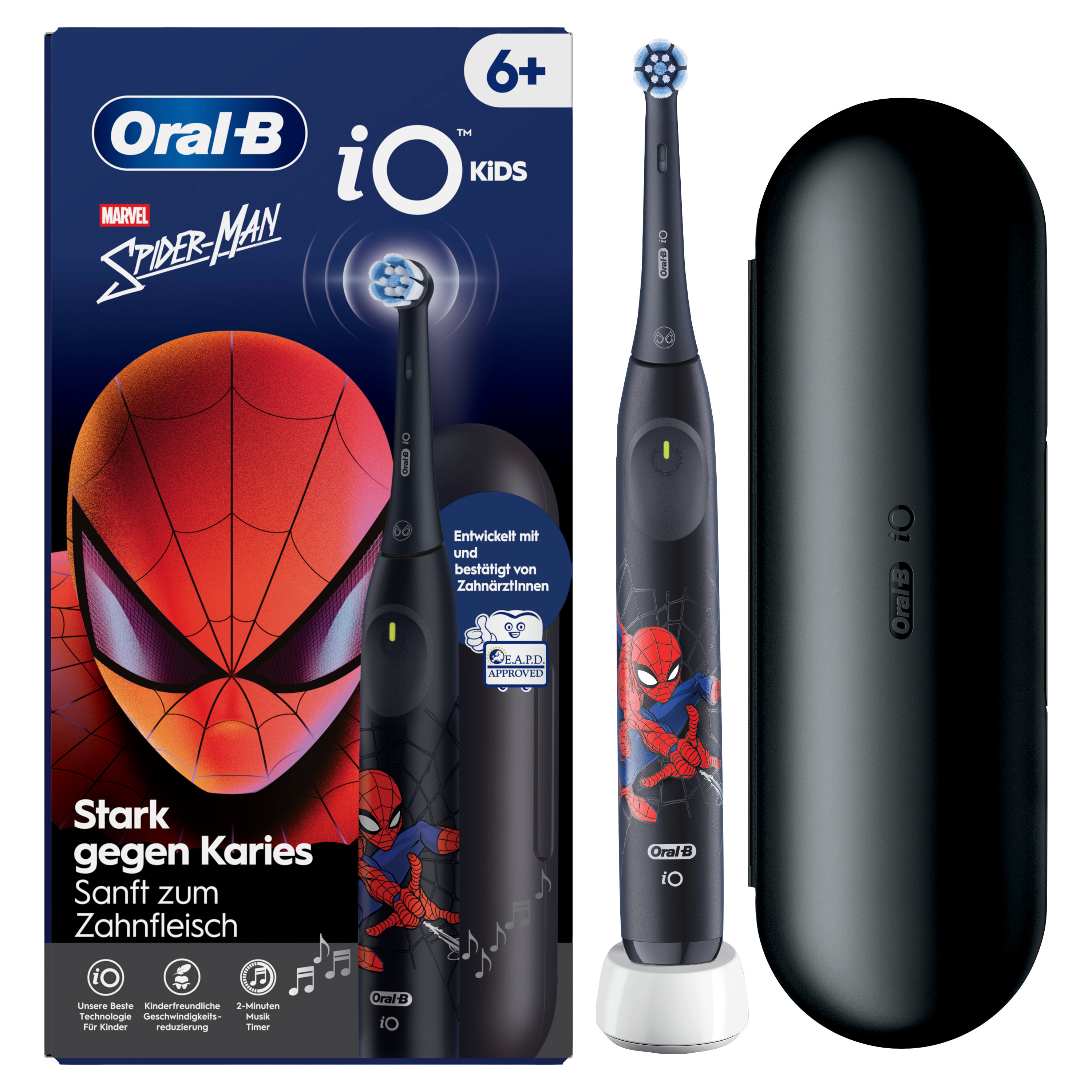 Oral-B Elektrische Kinderzahnbürste »iO Kids 6+ Spiderman« 1 Stk. Aufsteckbürsten 1 Reise-Etui, Musik-Timer, 3 Modi, ab 6 Jahren