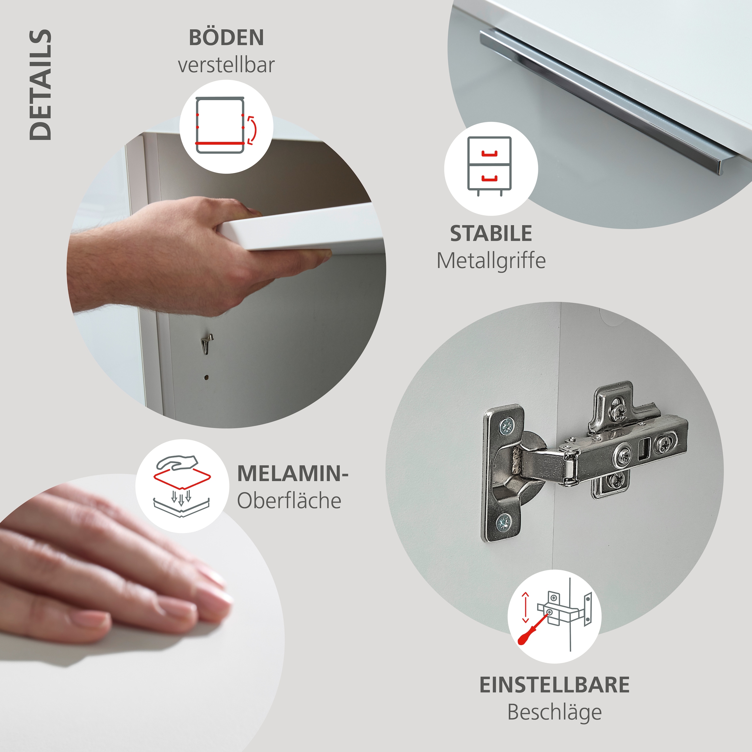Innostyle Aktenschrank »Büroschrank Santorin, 80/110/38 cm ( B/H/T)« 1 Stk. tlg. 2 türig, 1 Schubkasten, Softclose, Klarglas, ABS Schutzkante