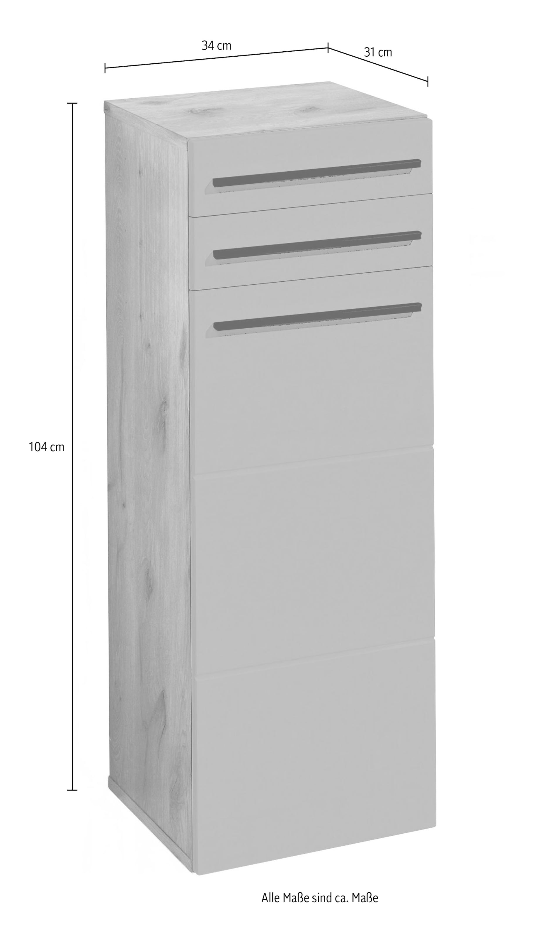 BASIC by Balculina Midischrank »Vista BxHxT 34x104x31 cm« 1 Stk. tlg. Breite 34cm, Kunststoffgriffe, Made in Europa