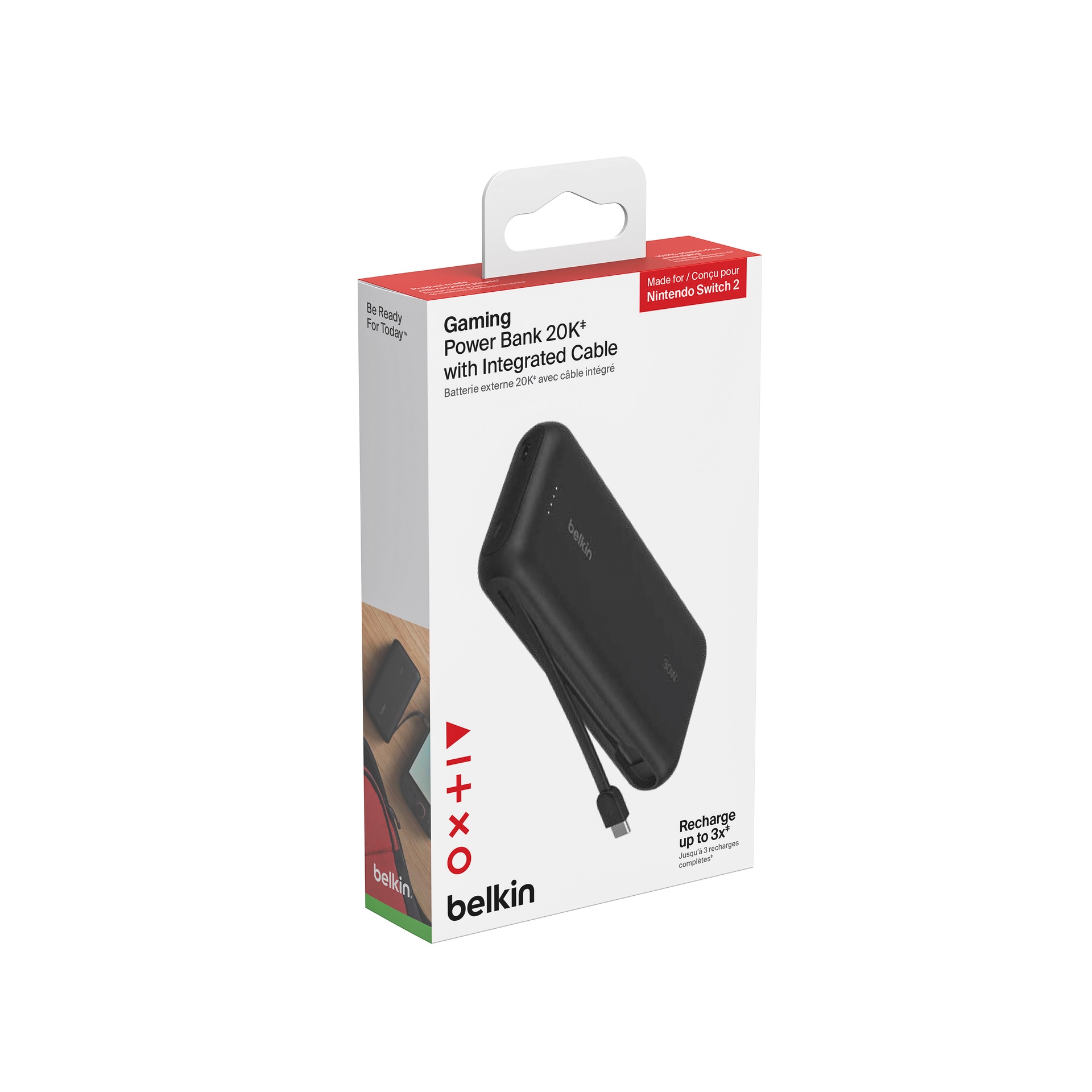 Belkin Powerbank »Gaming 20K 20.000 mAh für Nintendo Switch 2« Belkin Gaming Powerbank 20.000 mAh mit USB-C Kabel 30 W, blk
