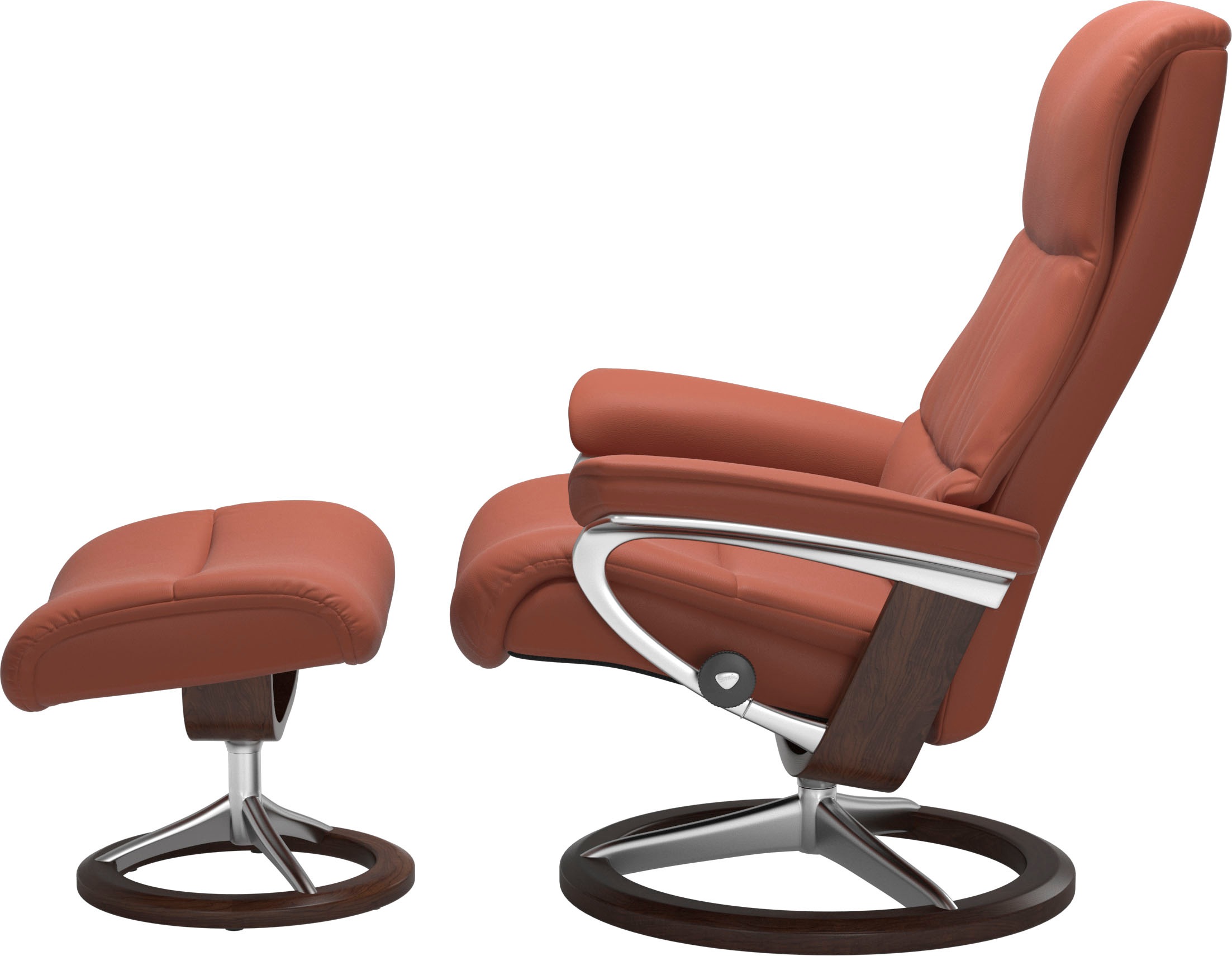 Stressless® Relaxsessel »View«, (Set, Relaxsessel mit Hocker), mit Signature Base, Größe M,Gestell Braun