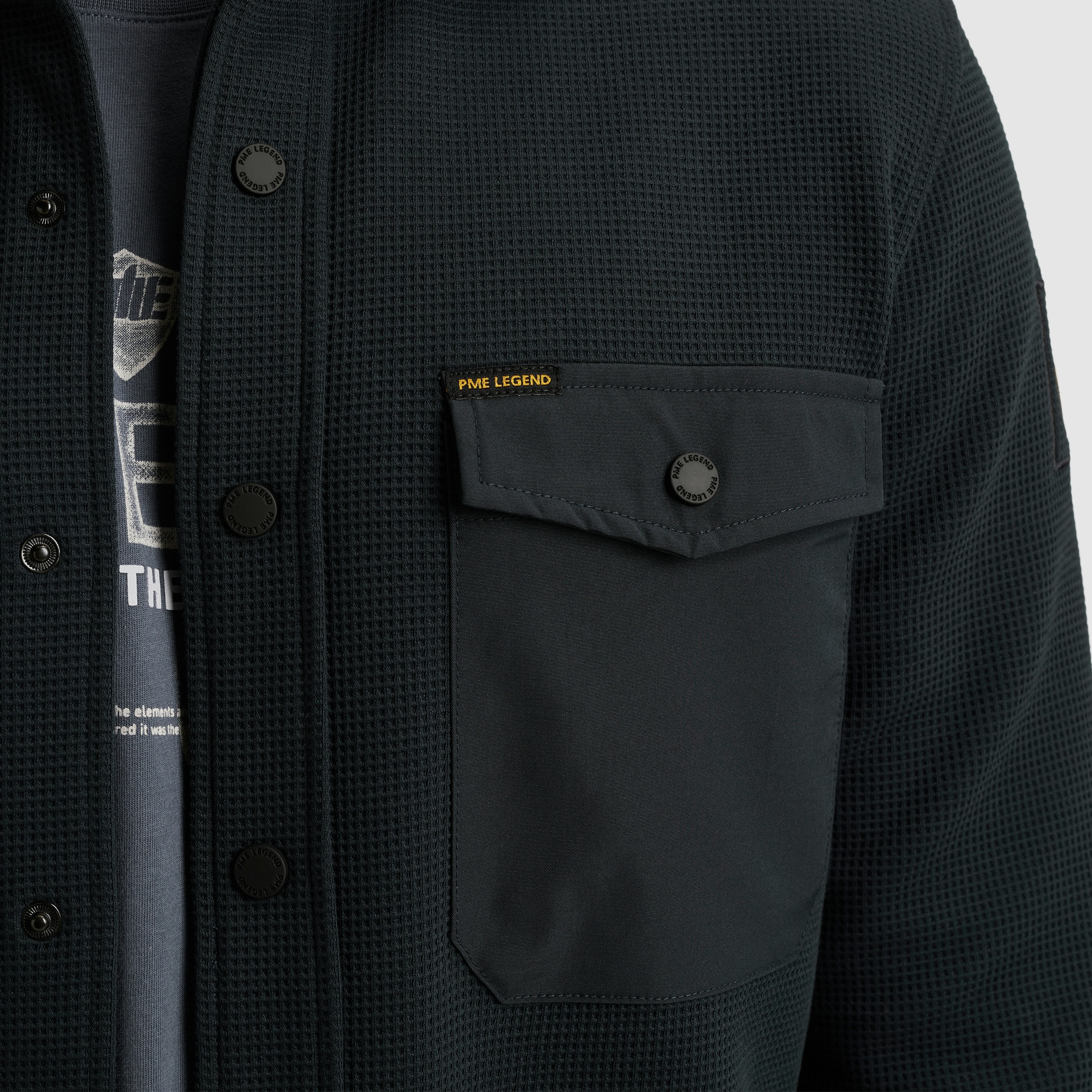 PME LEGEND Langarmhemd mit Druckknöpfen und Brusttaschen