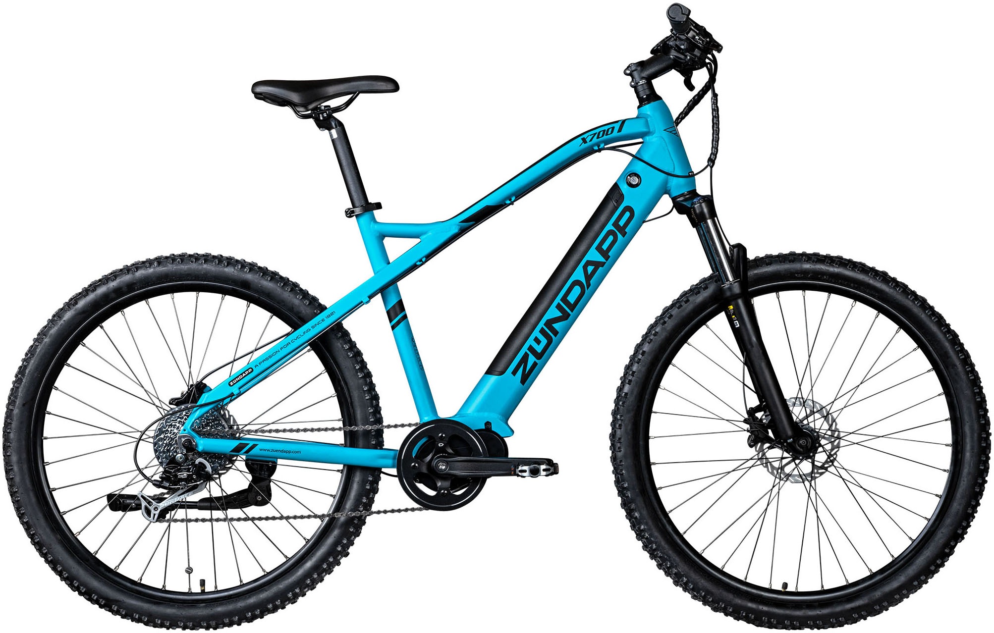 Zündapp »X700« 9 Gang SunRace LD RD-M91 Schaltwerk Kettenschaltung Mittelmotor 250 W Pedelec in blau, Größe 27,5 Zoll (69,85 cm)