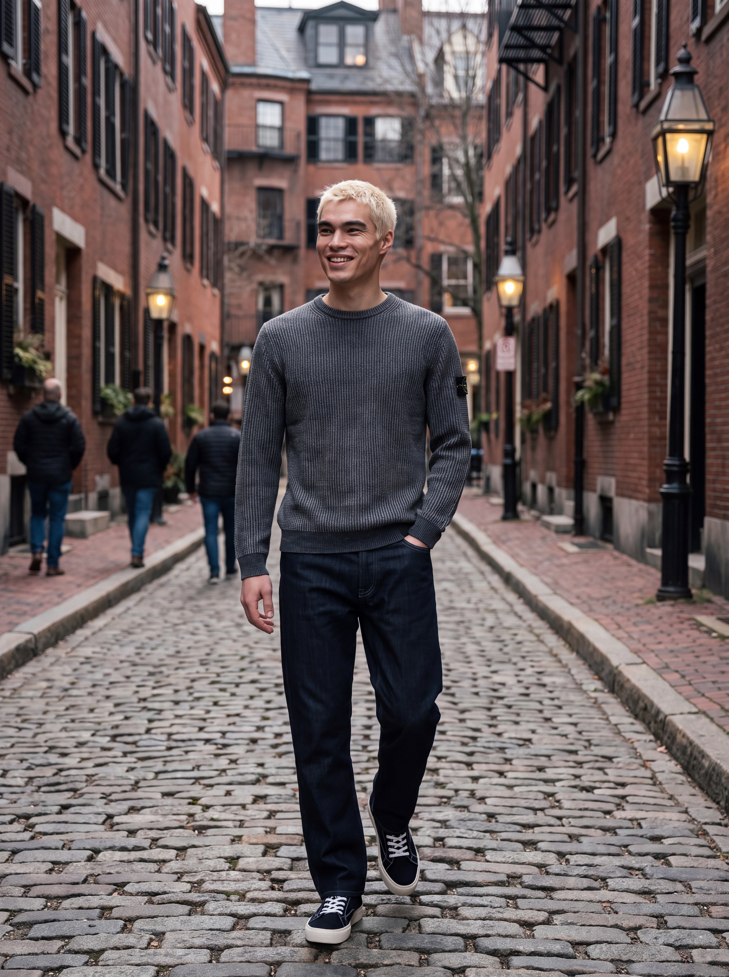 Jack & Jones Rundhalspullover »JJCLEVELAND KNIT CREW NECK« Materialmix, normal geschnitten