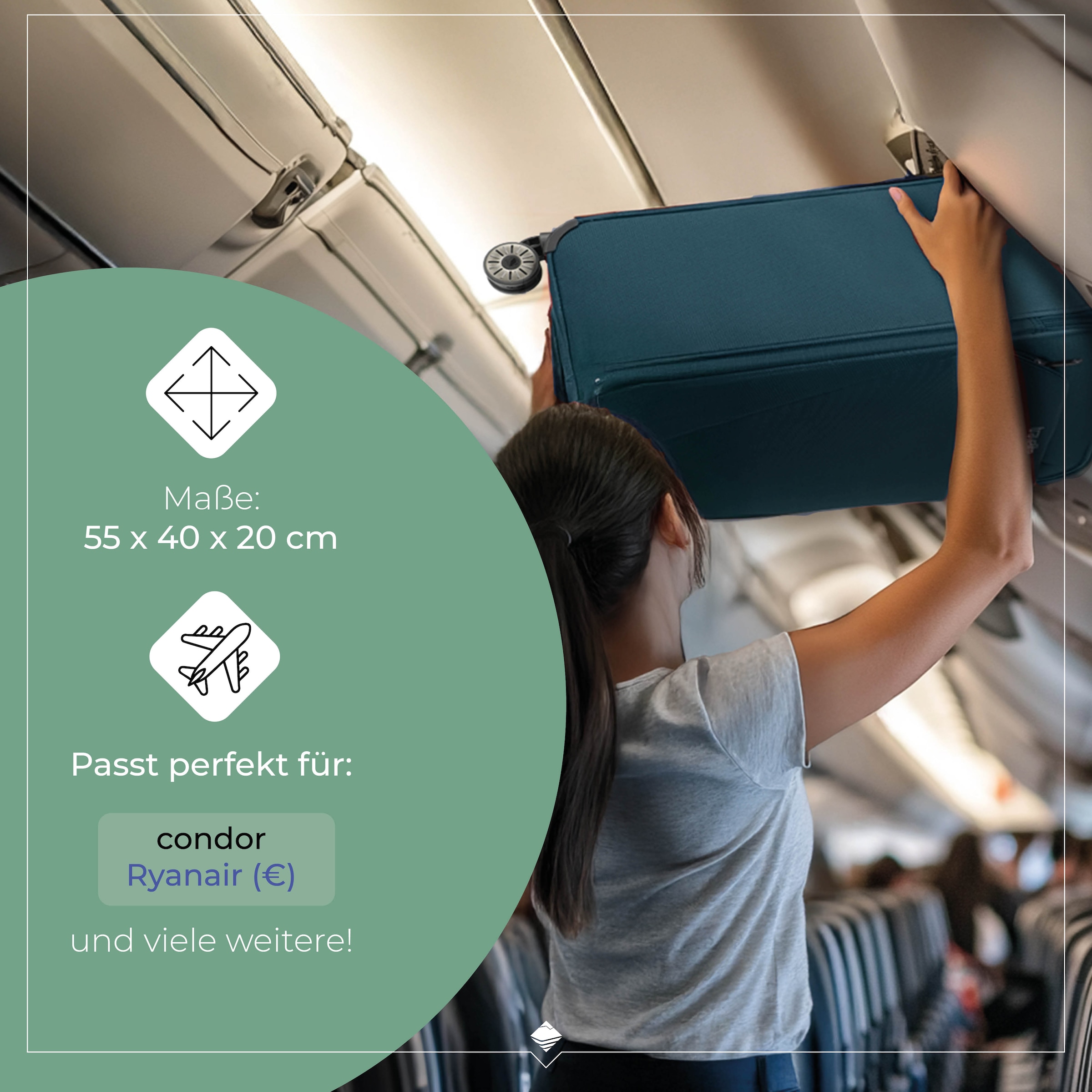 travelite Handgepäck-Trolley »JETPACK Multi Light 2 Cabin Handgepäck Koffer« 41 l 2 Rollen Weichgepäck, passend für Ryanair, Condor und viele gängige Airlines