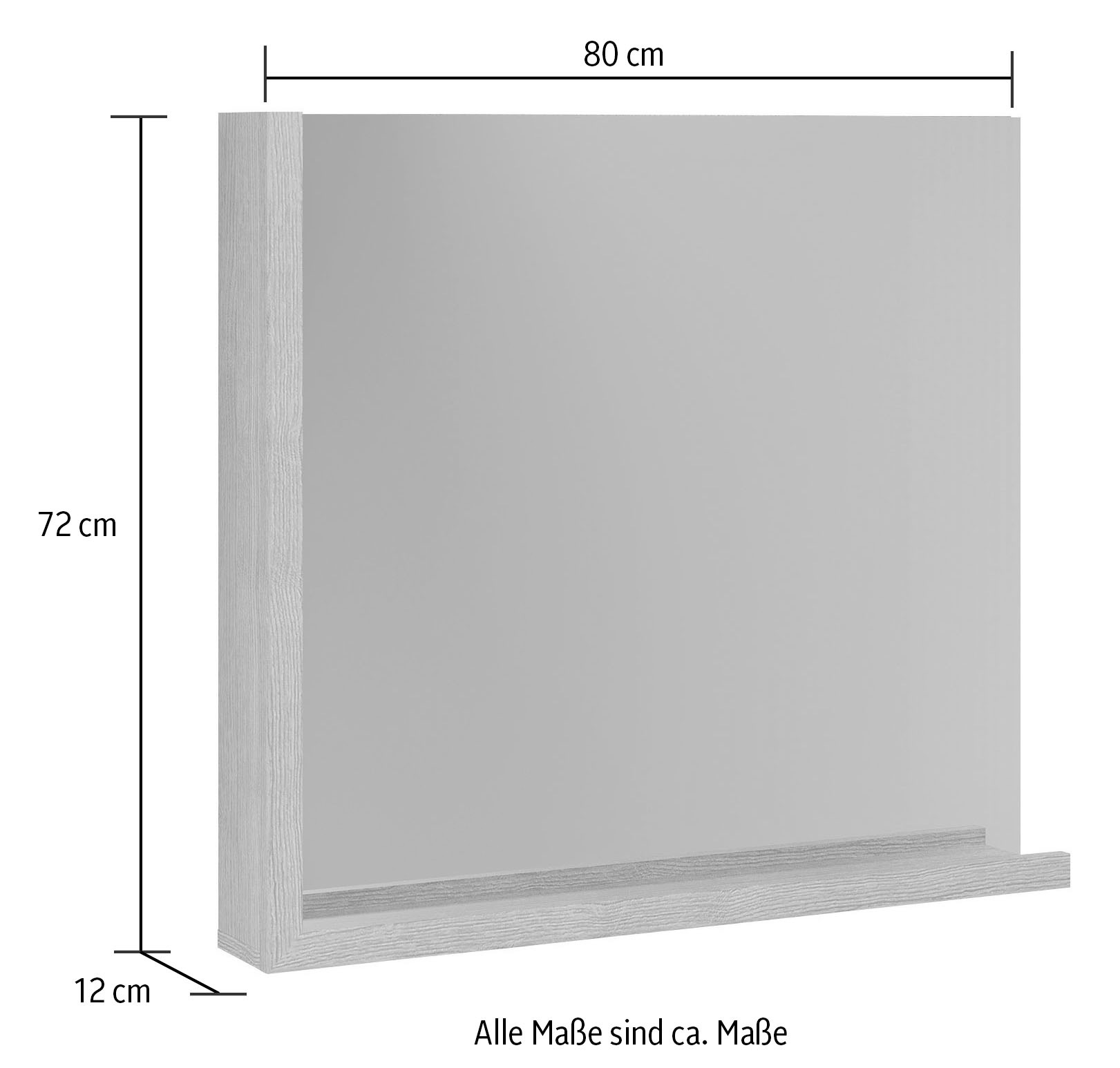 INOSIGN Spiegel »Premont«, (1 St.), Rahmen und Ablagefläche in Holzoptik, B/H ca.: 80/72 cm