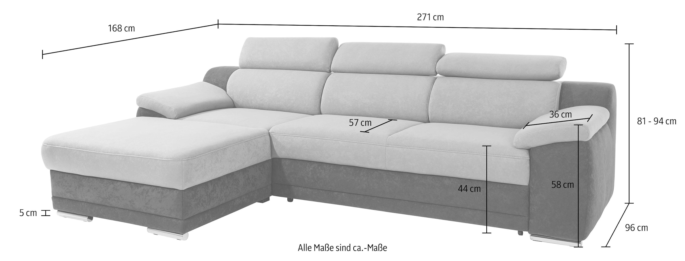 sit&more Ecksofa »Xenia L-Form« wahlweise mit Bettfunktion