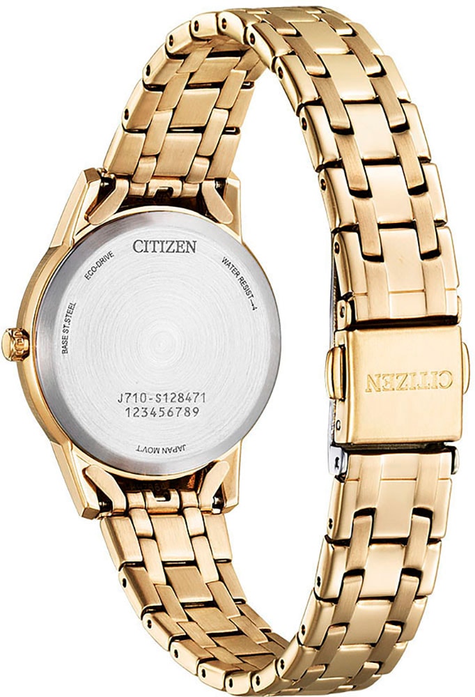 Citizen Solaruhr, Armbanduhr, Damenuhr, Datum, Kristallsteine, Edelstahlarmband