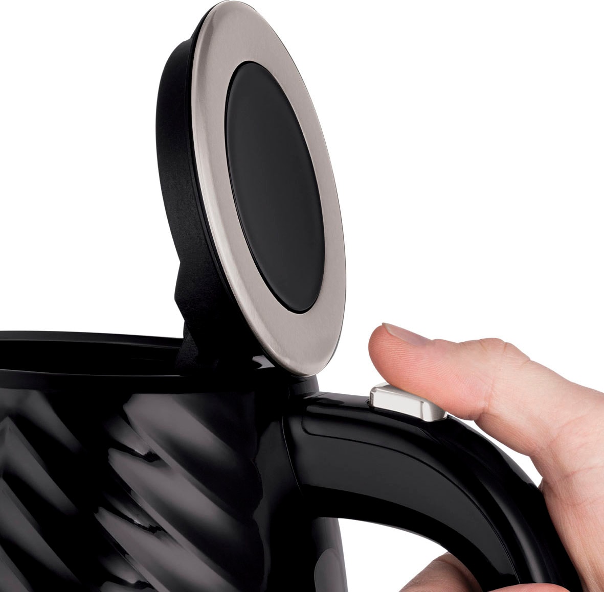 RUSSELL HOBBS Wasserkocher »Groove Black 26380-70«, 1,7 l, 2400 W, Edelstahl, Schnellkochfunktion, Perfect-pour-Ausgustülle, Kalkfilter