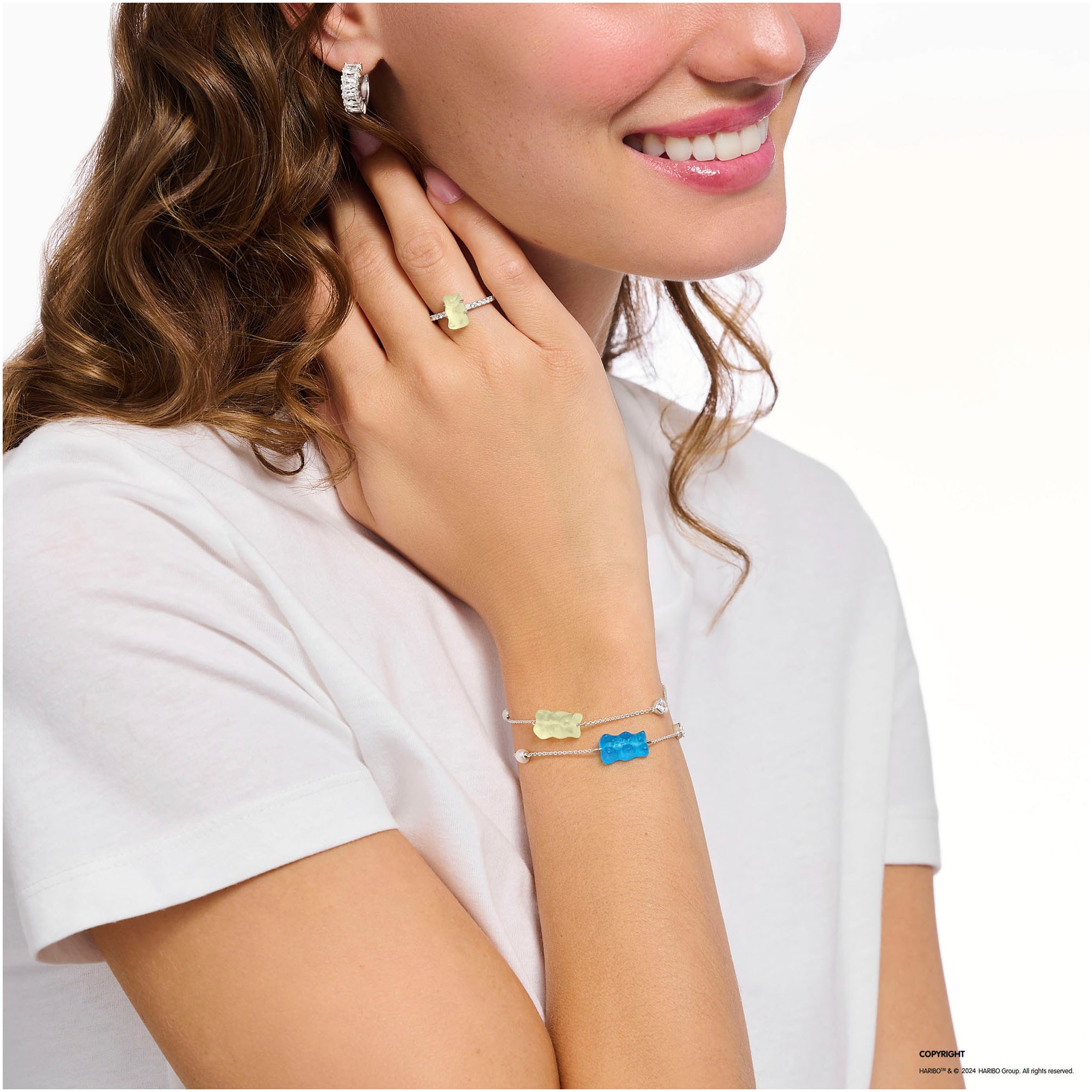 THOMAS SABO Armband »THOMAS SABO x HARIBO Schmuck: Armband mit Goldbär«, mit Kristallglas, Zirkonia (synth.) - mit Süßwasserzuchtperle