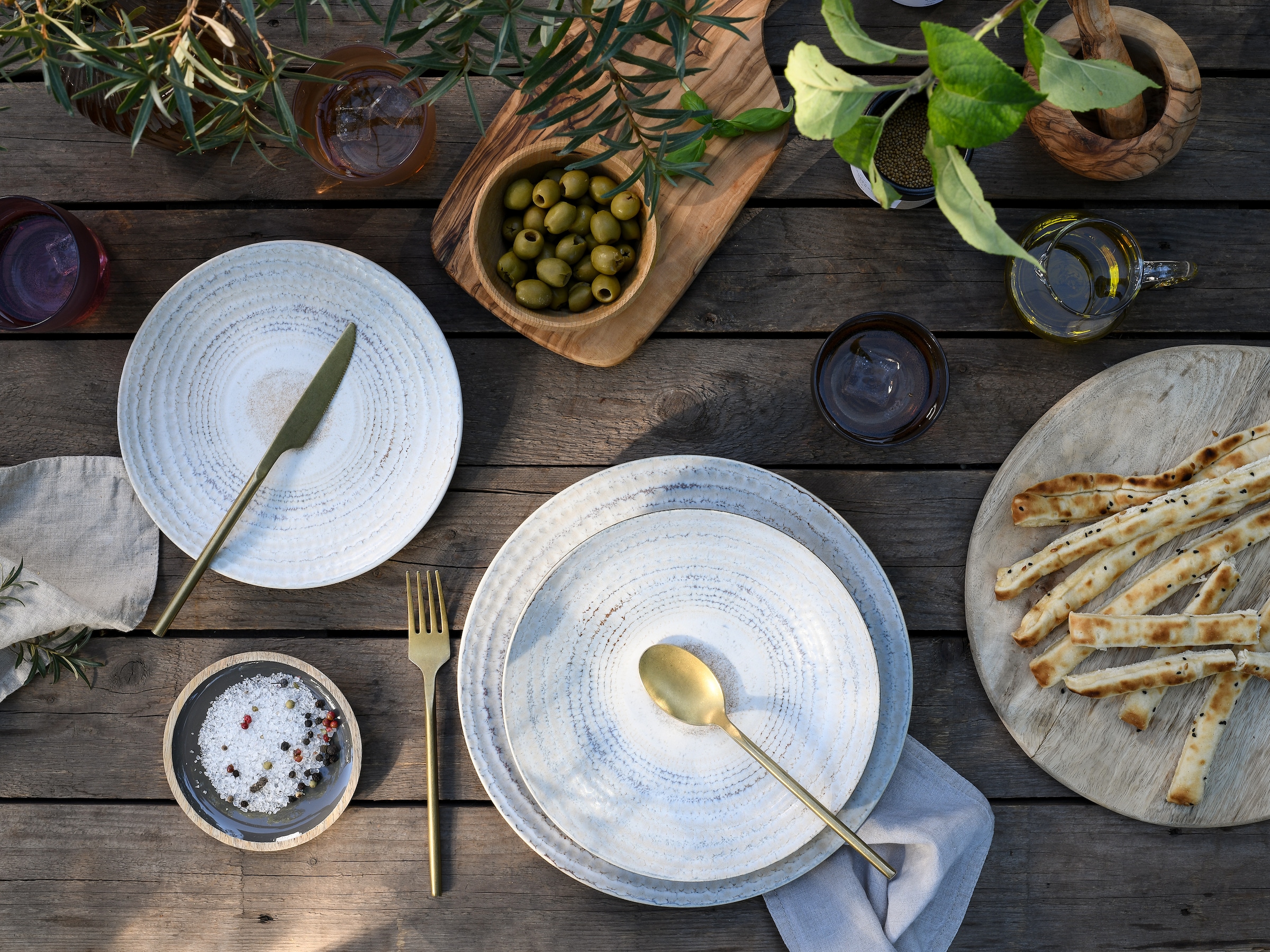 CreaTable Teller-Set »Neapel, Service 12-tlg.« Teller Set, Edles Tellerset, Vulkanoptik