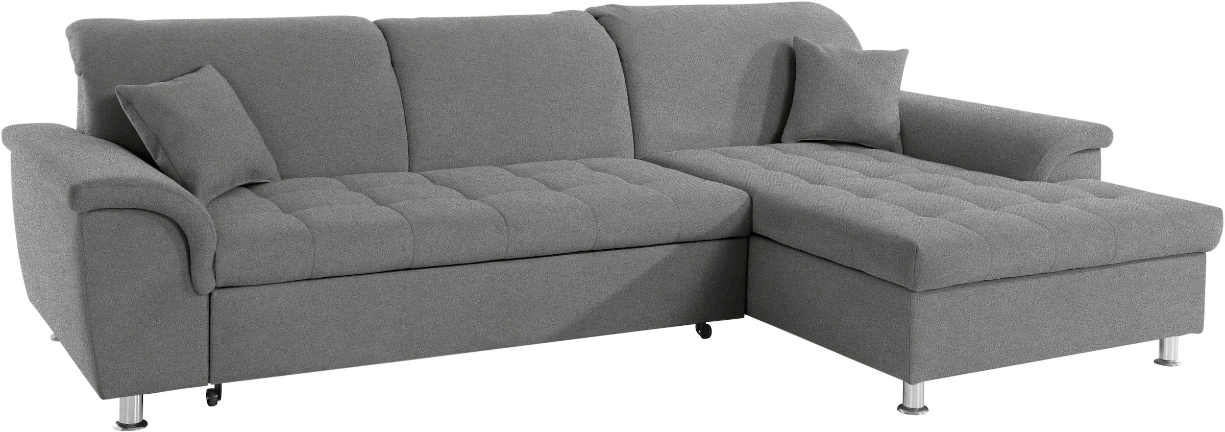 DOMO collection Ecksofa »Franzi, zeitlos und elegant, moderne Sitzheftung, L-Form« wahlweise mit Kopfteilverstellung (dann Tiefe: 170 cm)