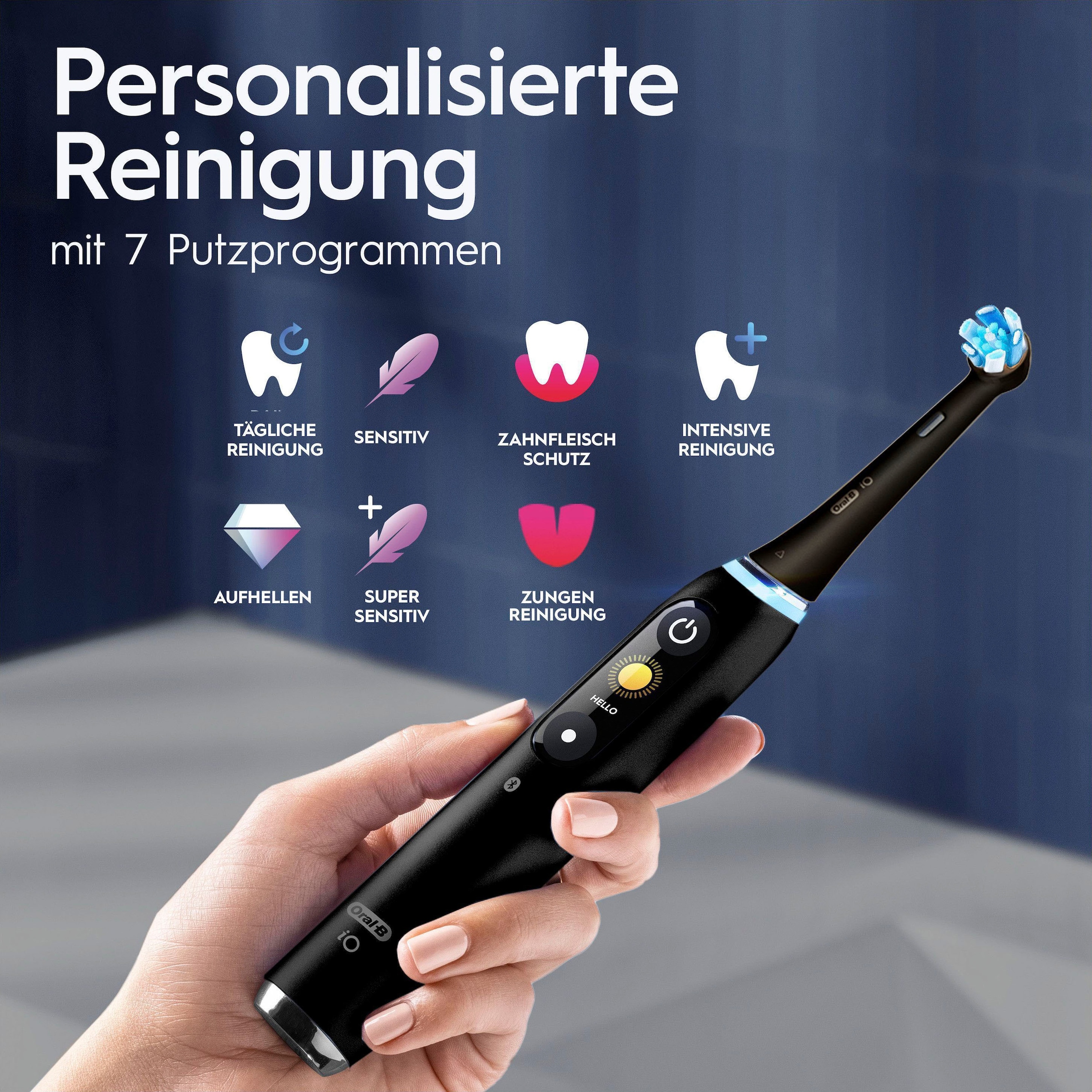 Oral-B Elektrische Zahnbürste »iO 9 Luxe Edition«, 1 St. Aufsteckbürsten, mit Magnet-Technologie, 7 Putzmodi, Farbdisplay & Lade-Reiseetui