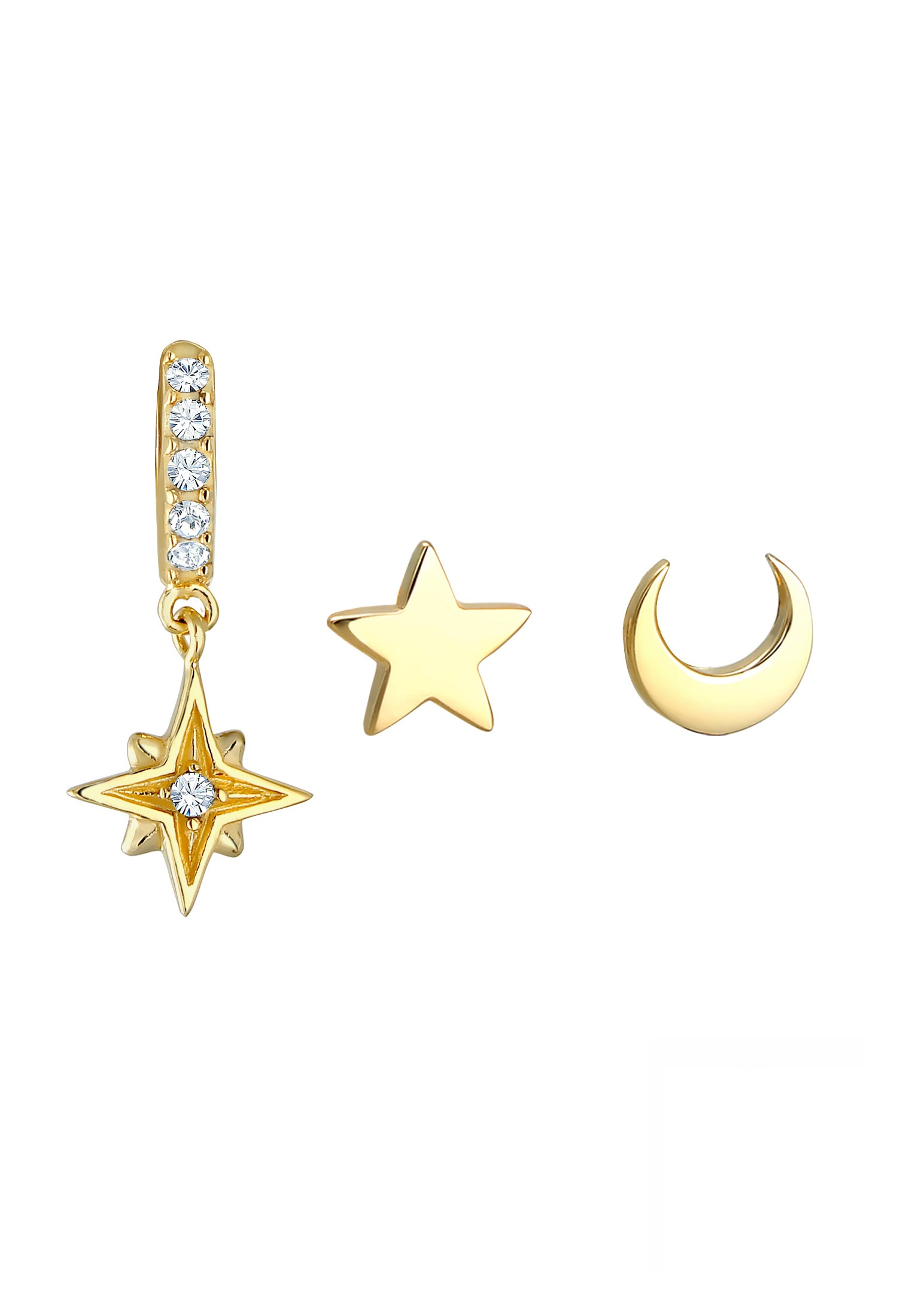 Elli Ohrstecker-Set »Ohrringe Ohrstecker Creolen 3er Set Kristalle 925 Silber 925 Sterling Silber«