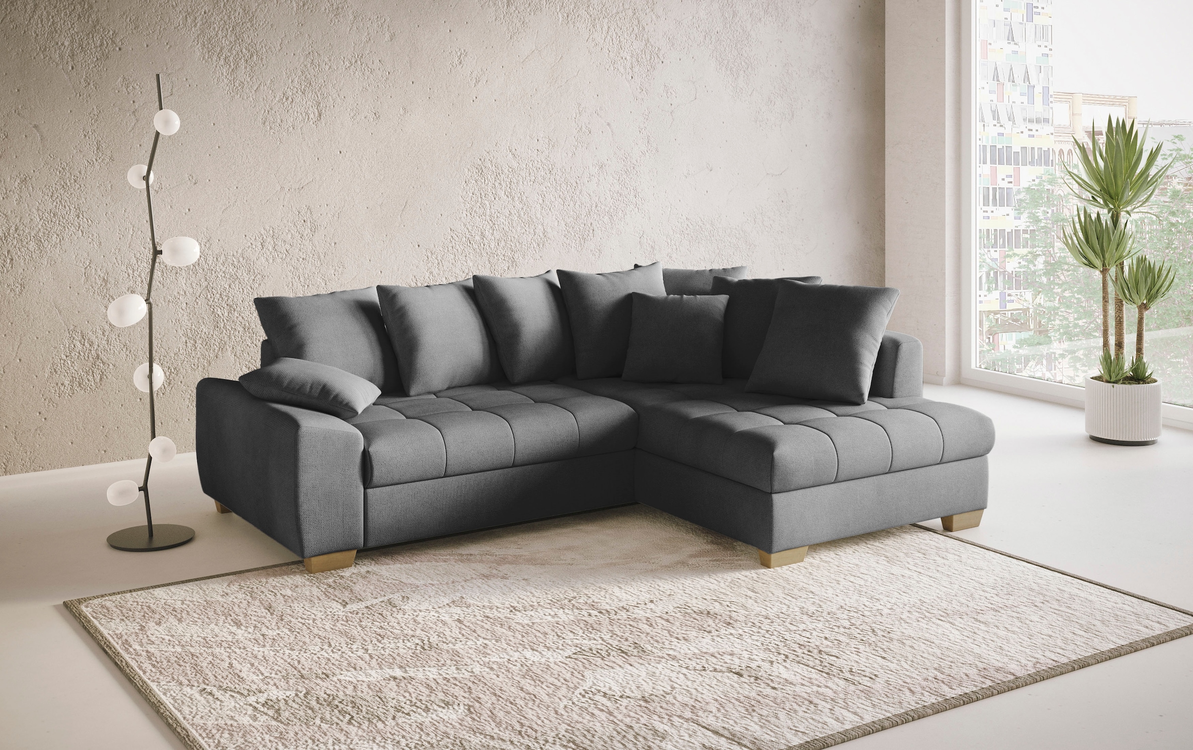 Mr. Couch Ecksofa »Nikita II, L-Form«, Wahlweise mit Bettfunktion, Bettkasten & RGB-LED-Beleuchtung