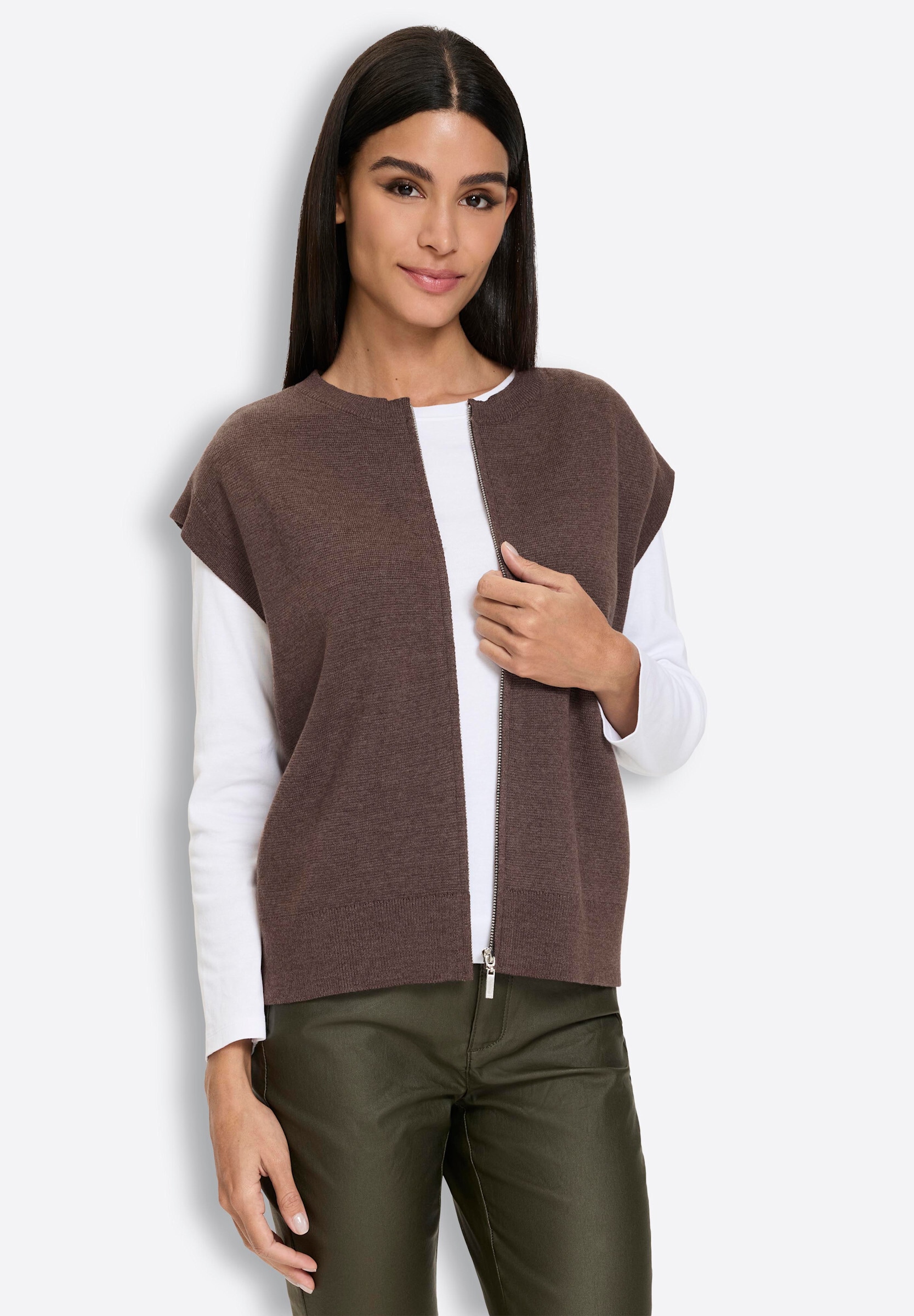 heine Strickjacke »Strickweste Strickweste mit Reißverschluss, verdeckt«