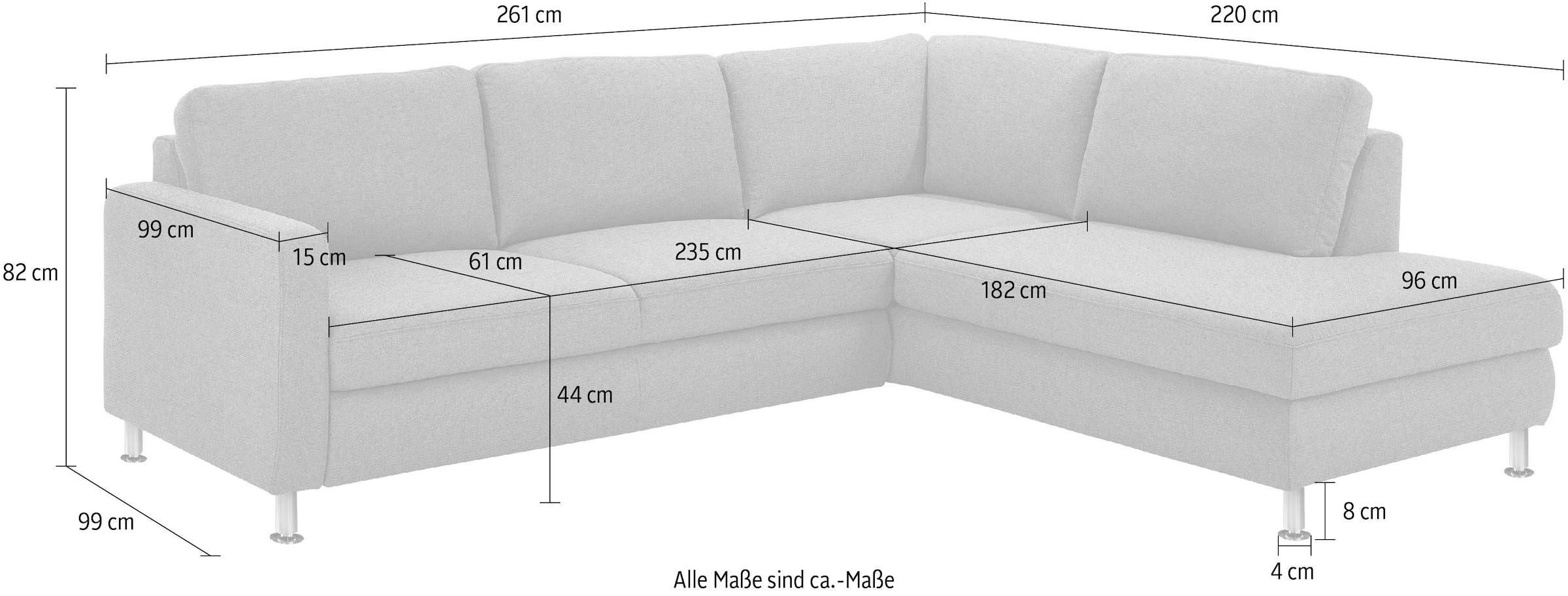 Die PlanBar Ecksofa »MP-IN19027 L-Form«, wahlweise mit Bettfunktion, mit Kaltschaum