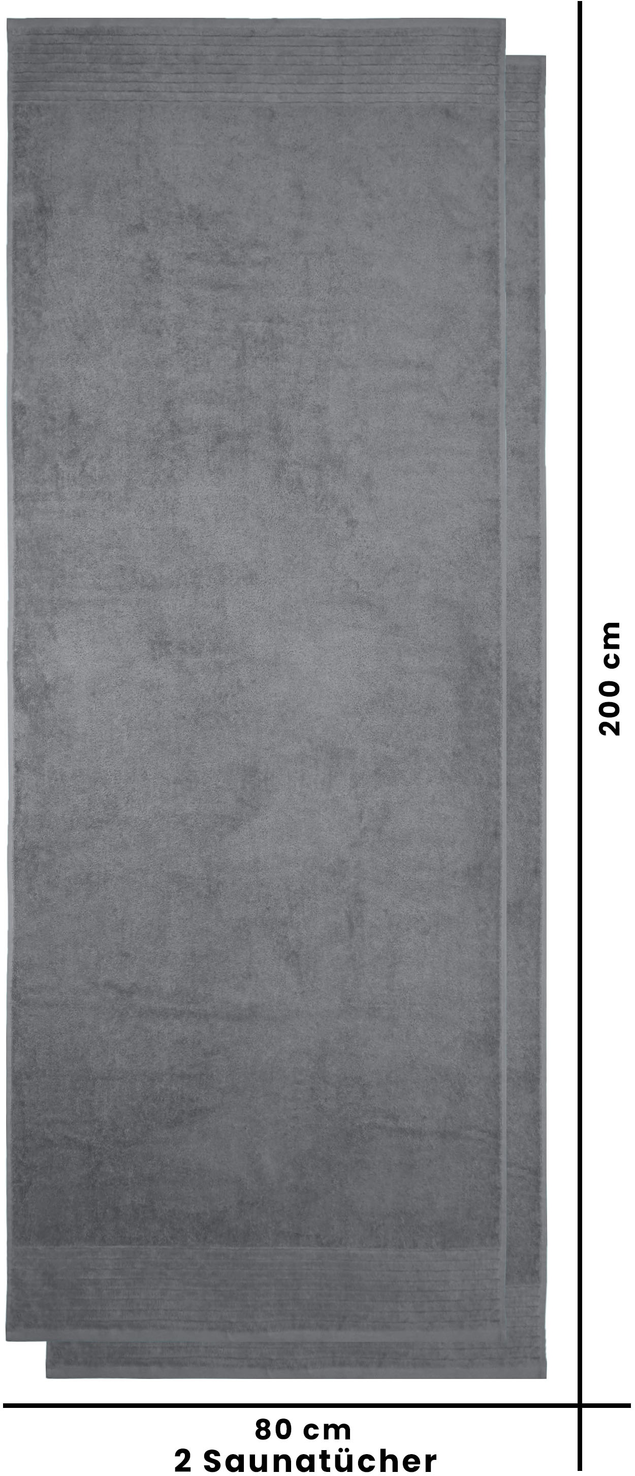 my home Saunatuch »Sanremo Premium, Premium Handtücher, 600 gr/m², 80x200cm«, (Set, 2 St., 2x 80x200), mit Bordüre, einfarbig, flauschig und weich, dicke Qualität