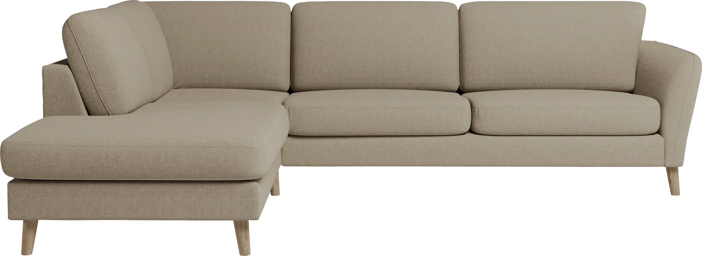 Home affaire Ecksofa »MARSEILLE 278/202 cm, L-Form, Ottom. rechts/links, verschiedene Bezüge«, Massivholzbeine Eiche, Landhausstil, Wellenunterfederung