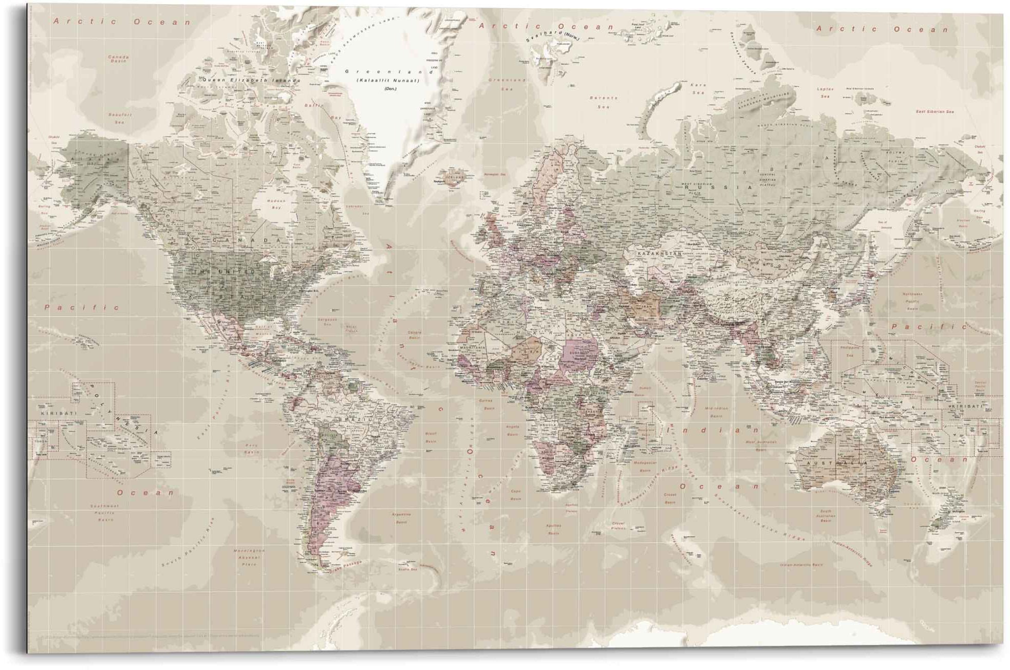 »Wandbild OTTO Weltkarte, Detailliert«, St.) - (1 bestellen Natürlicher Wandbild Reinders! Weltkarte online Erdfarben bei Farbton -