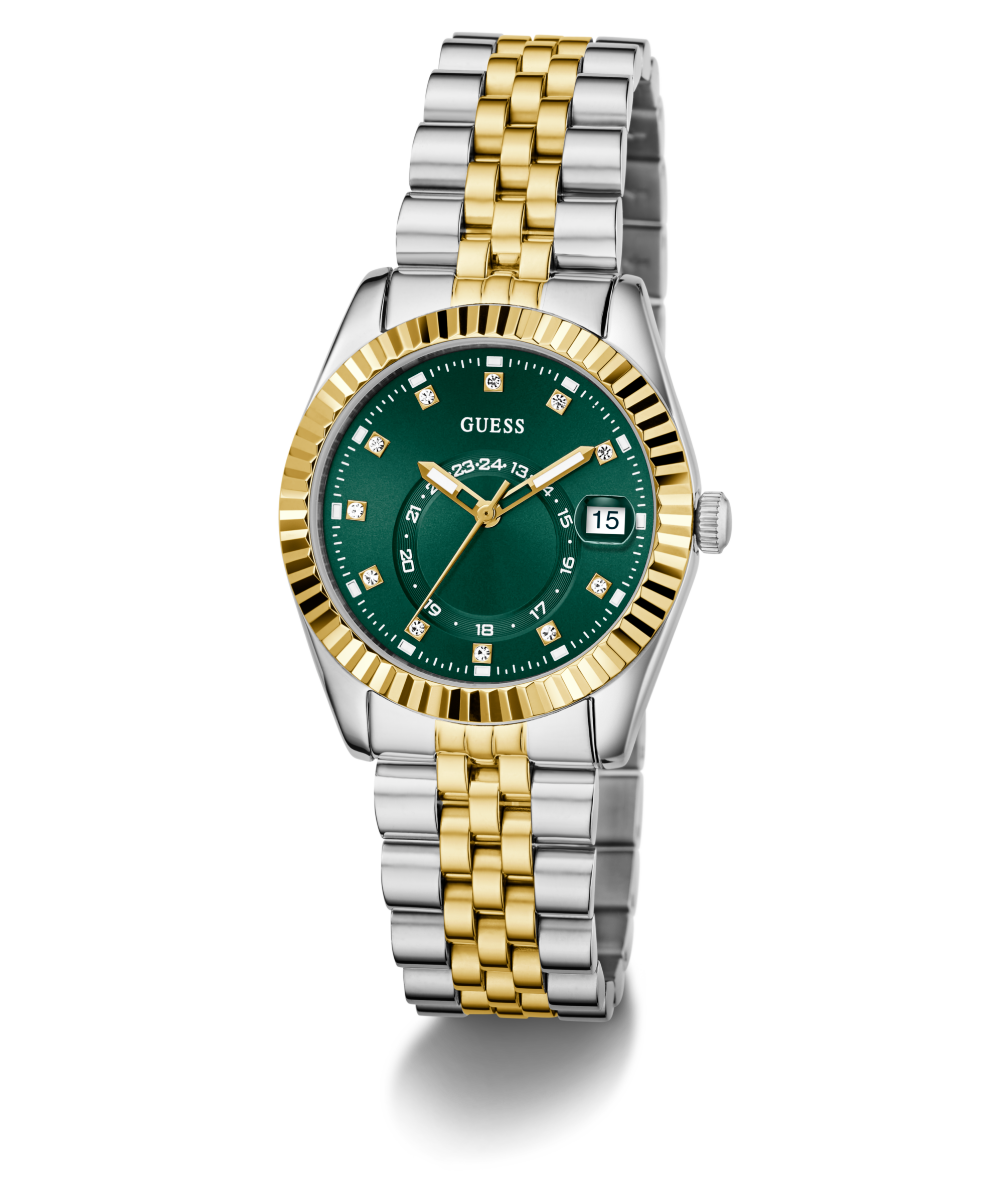 Guess Quarzuhr »JADA« Armbanduhr, Damenuhr, Edelstahlarmband, Datum