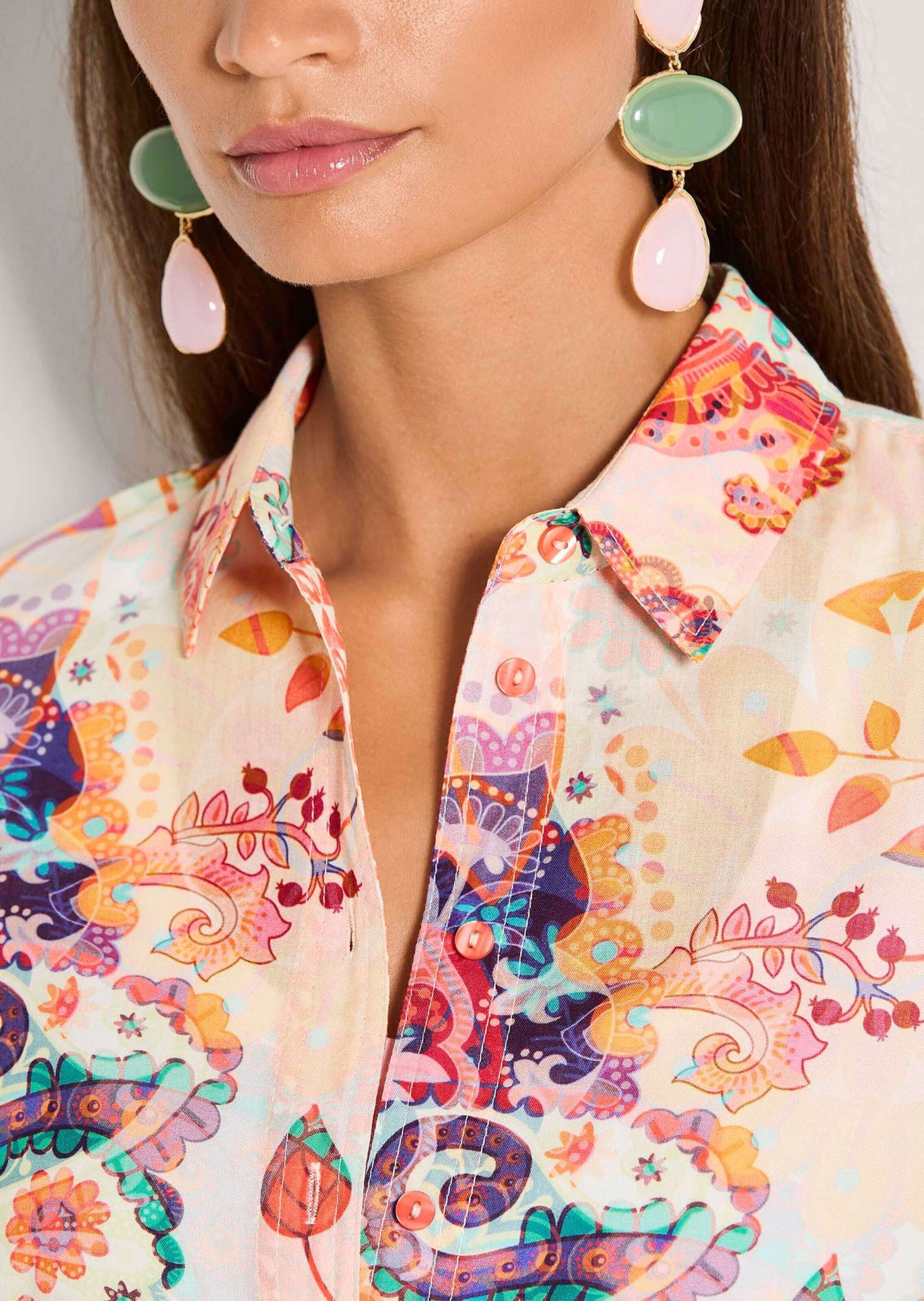 MADELEINE Hemdbluse »Hemdbluse Baumwollbluse mit Paisley-Muster« Hemd mit Rückenpasse