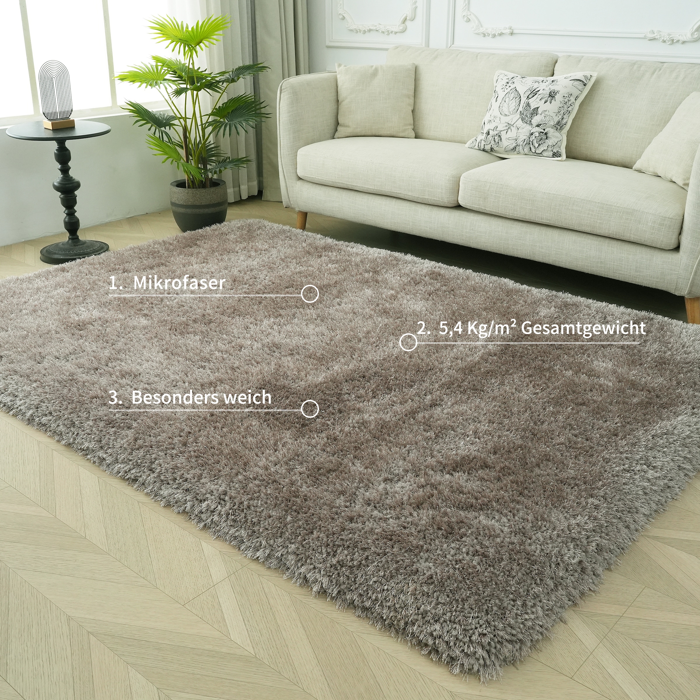OTTO home Hochflor-Teppich »Micro exclusiv Teppich, sehr hoher Flor, weich durch Mikrofaser« rechteckig 78 mm Höhe sehr weich, flauschig, uni, Wohnzimmer, Schlafzimmer
