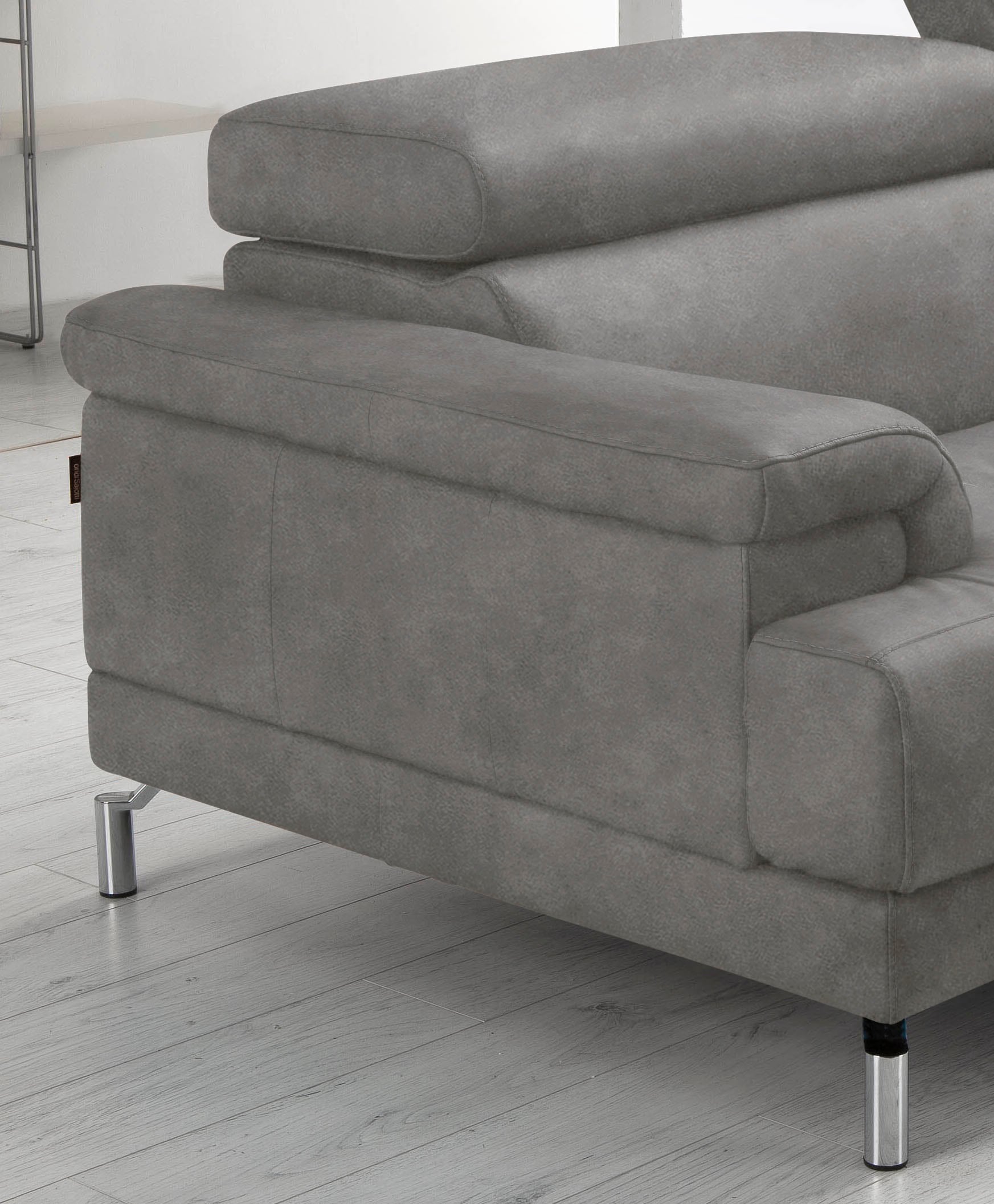 Egoitaliano 2,5-Sitzer »Soul, Design und Sitzkomfort auf hohem Niveau, tolle Details« inkl. Kopfteilverstellung für noch mehr Komfort, Designfuß