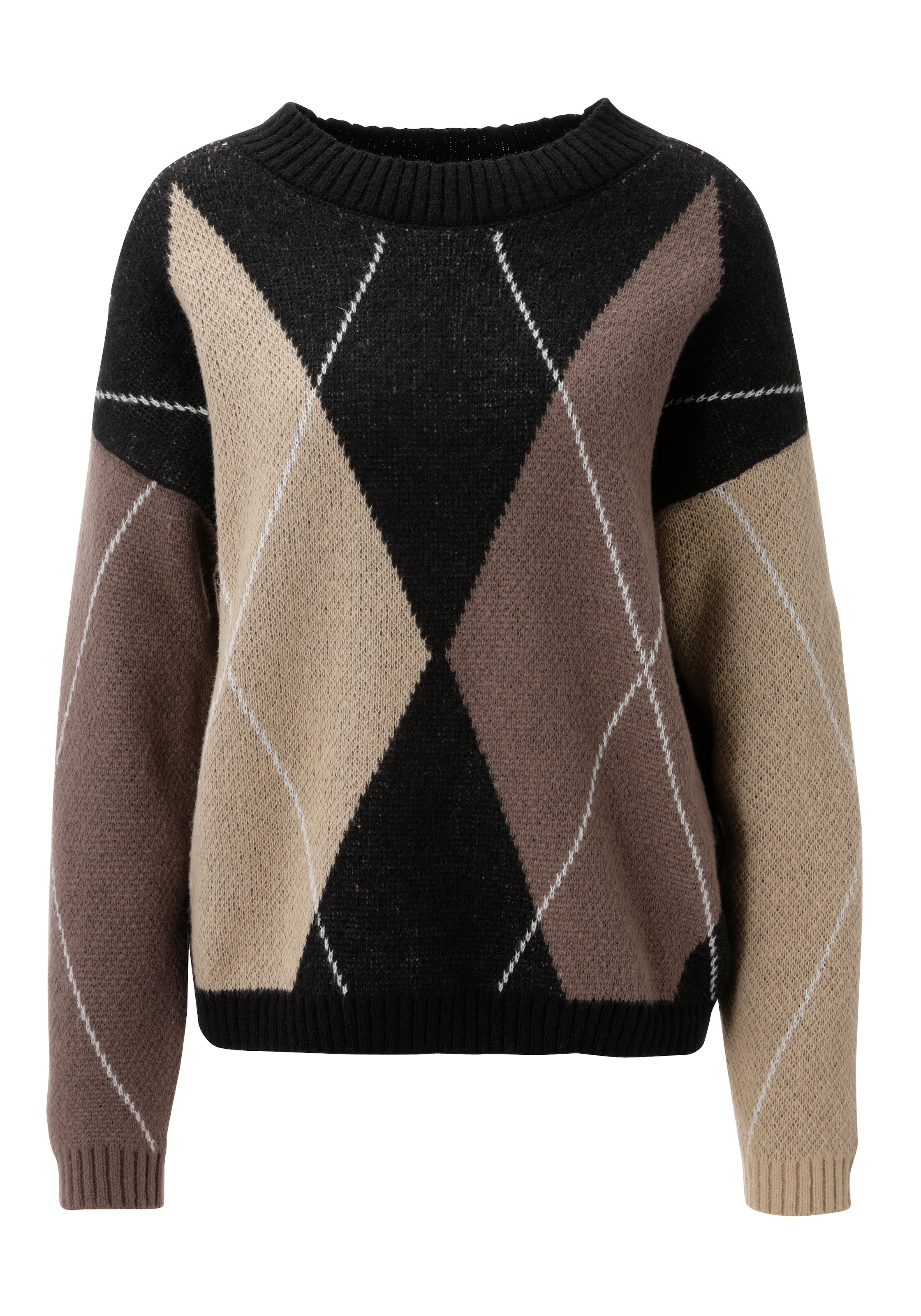 Aniston CASUAL Strickpullover mit großflächigem Rauten-Muster - NEUE KOLLEKTION