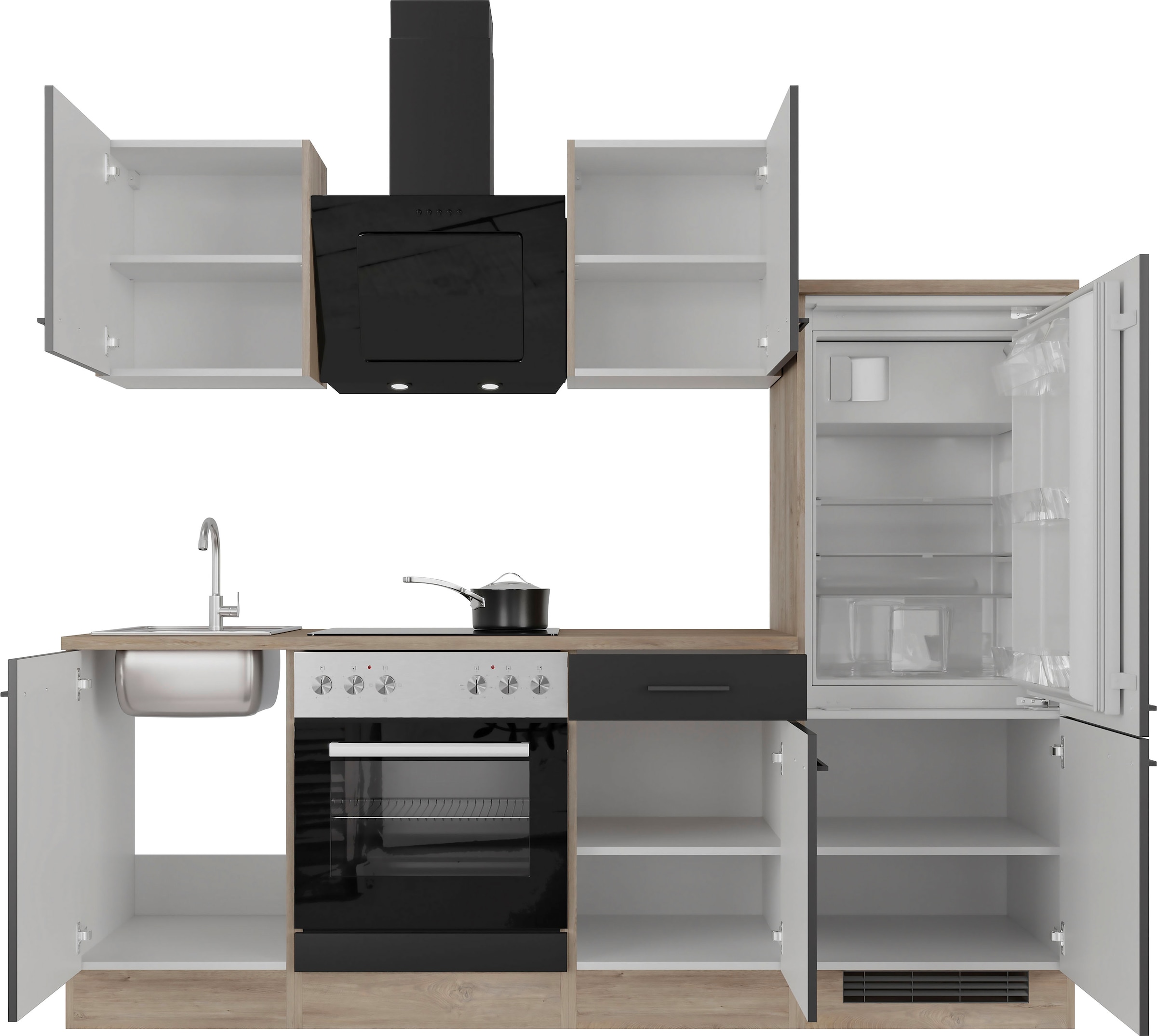 Flex-Well Küchenzeile »Capri«, mit und ohne E-Geräten erhältlich, Gesamtbreite 220 cm